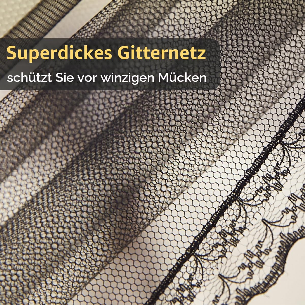 Kertnic Betthimmel-Vorhänge für Mädchen und Erwachsene, Queen-Size-Bett, Baldachin, Vorhänge, Netz, praktisches Moskitonetz für Bett, Schwarz, Kingsize-Bett - 218,4 cm B x 198,1 cm L x 208,3 cm H