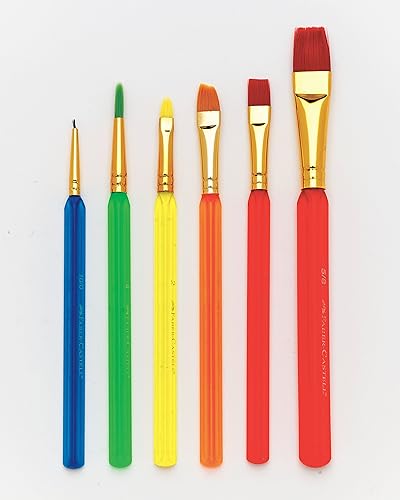 Miniatura 10 de Faber-Castell Juego de pinceles de pintura de agarre suave, pinceles de pintura para niños, 4 pinceles surtidos para acuarela y pintura al temple