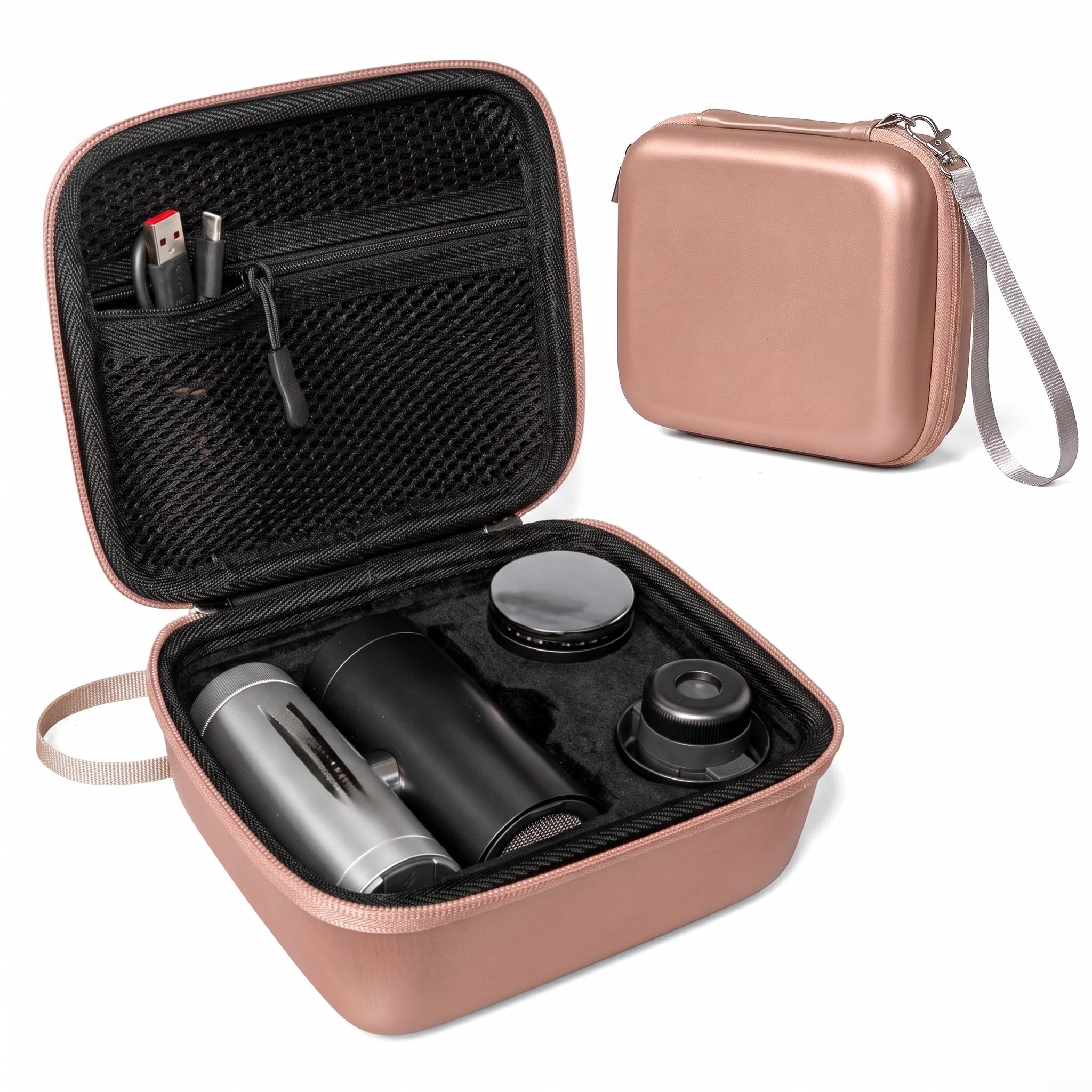 Hard Carrying Case for Shark ChillPill FA02X Cooling Fan, Waterproof Travel Organizer with Mesh Pocket, Protective Storage Box 17.7x15x8.5cm(Gold)
