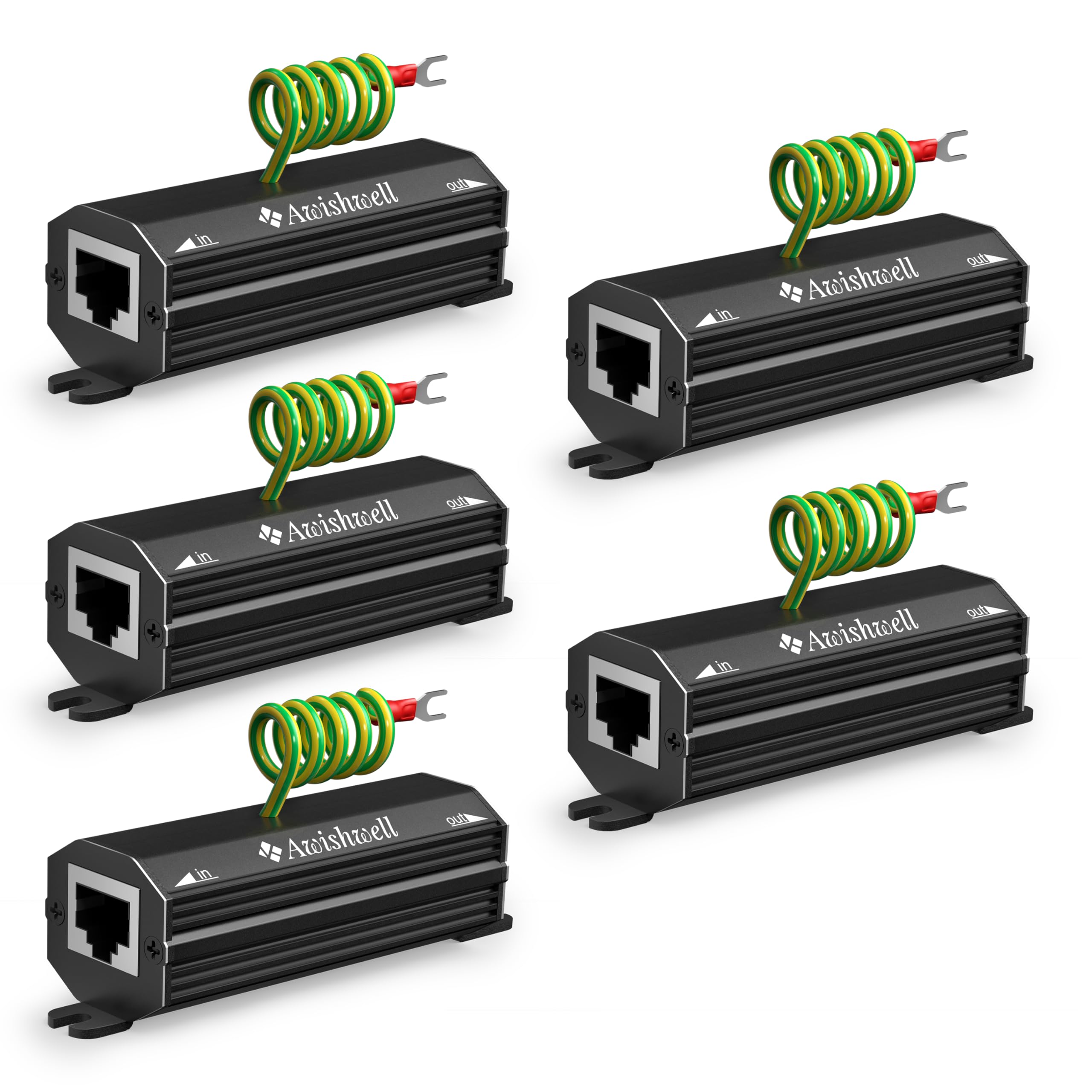 Gigabit Ethernet Surge Protector, 5Pack Metal Shielded Lightning Arrestor