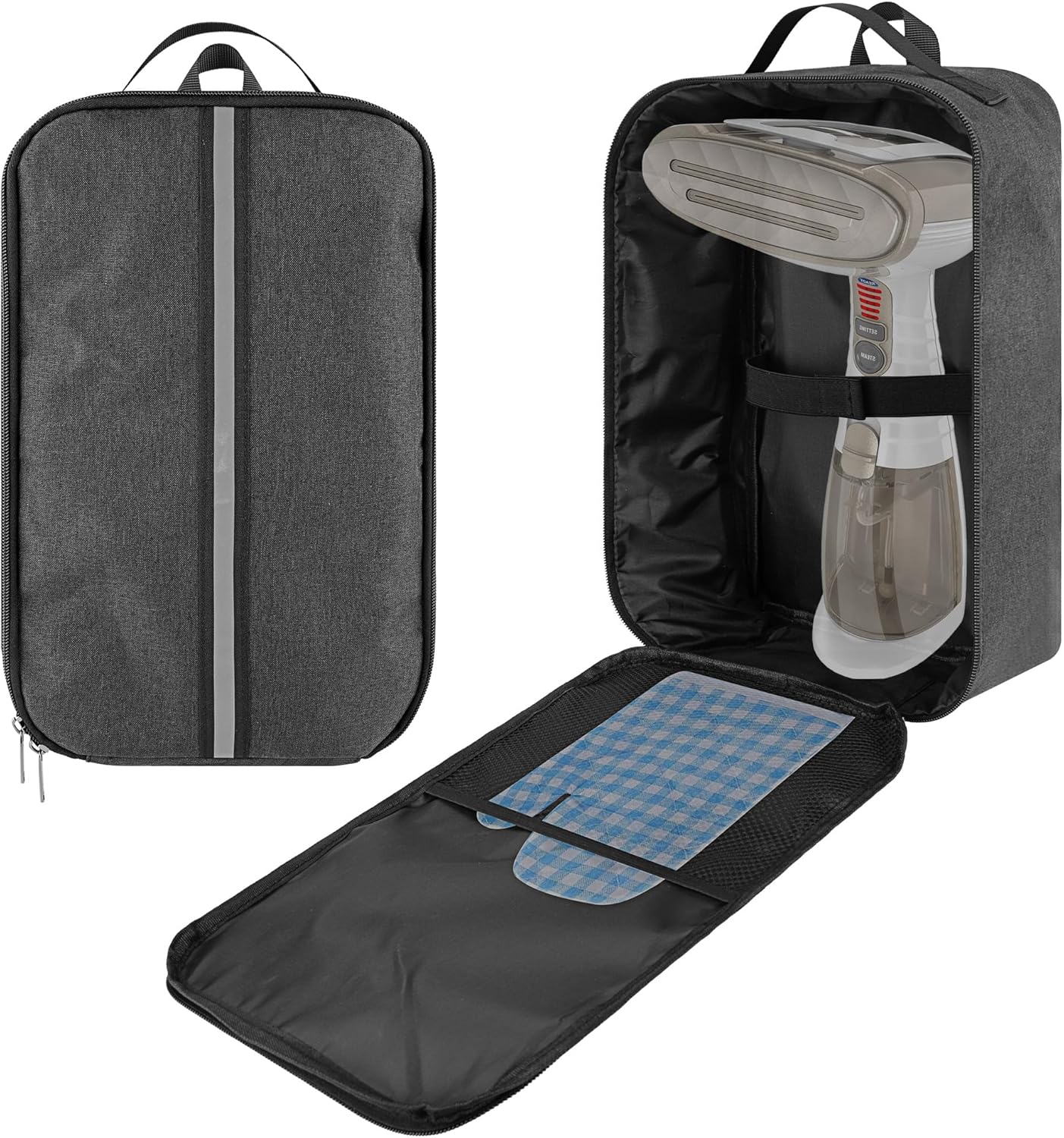 Outdoor Portable Steamer Storage Bag Compatible with Conair Hand-held Clothes Steamer, Heavy Fabric Bag with Wrist, Dark Grey (Bag Only)