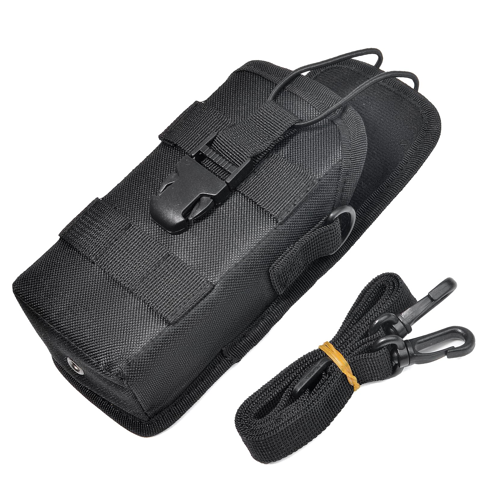 HYS Etui na walkie-talkie, miękki uchwyt radiowy, wielofunkcyjna torba radiowa kompatybilna z krótkofalówkami różnych rozmiarów (Molle-2), czarny, Nylon