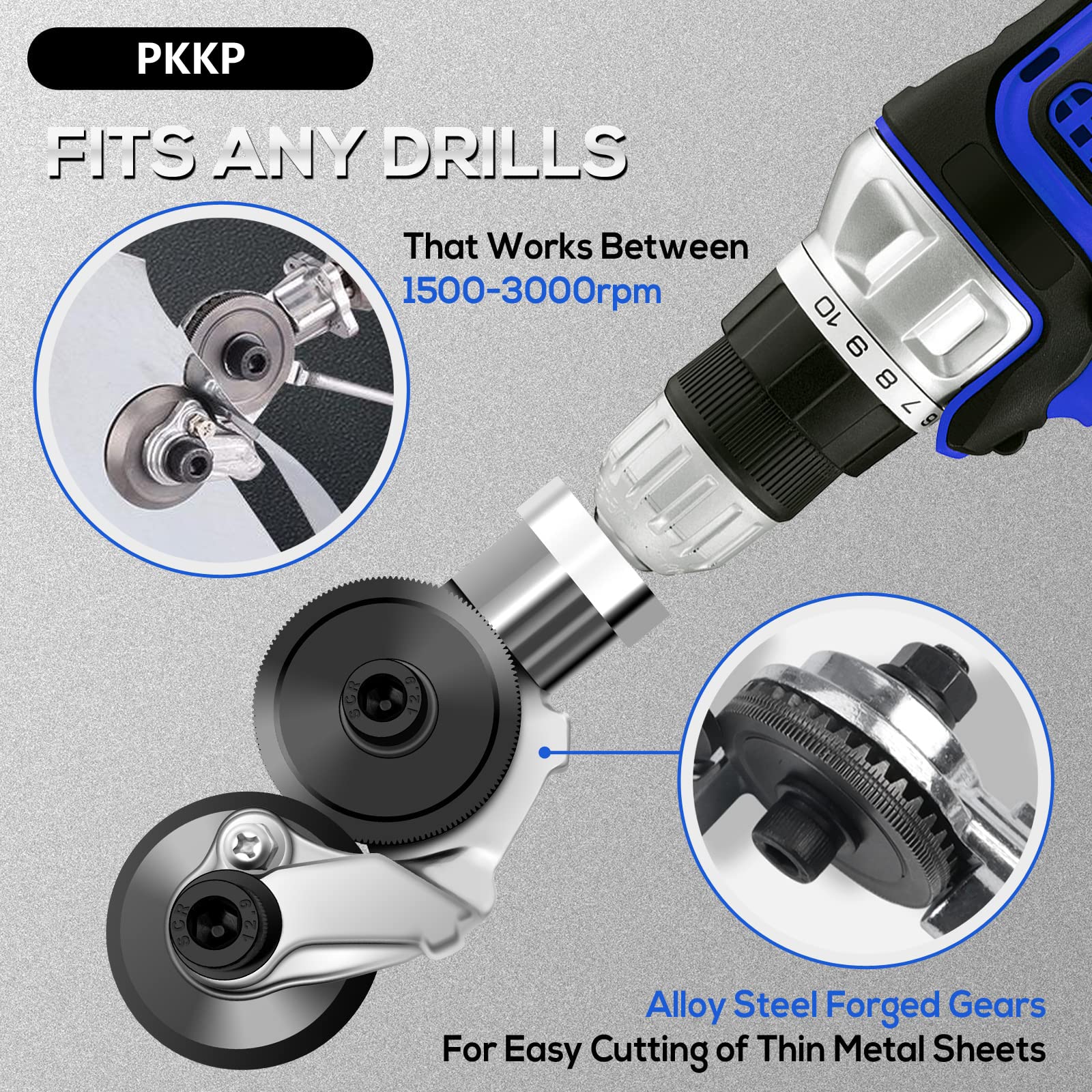 Metal Nibbler Drill Attachment, grignoteuse électrique en métal, tête de coupe rotative pour couper l'aluminium, facile à utiliser, profondeur de coupe jusqu'à 1,2 mm