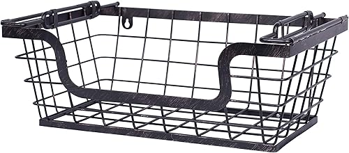 Miniatura 5 de BIRDROCK HOME Wire Baskets - Set of 2 Stackable Hanging Bins - Wall Mount Shelf - Potato Onion Storage - Kitchen Pantry Organizer - Fruit Vegetable