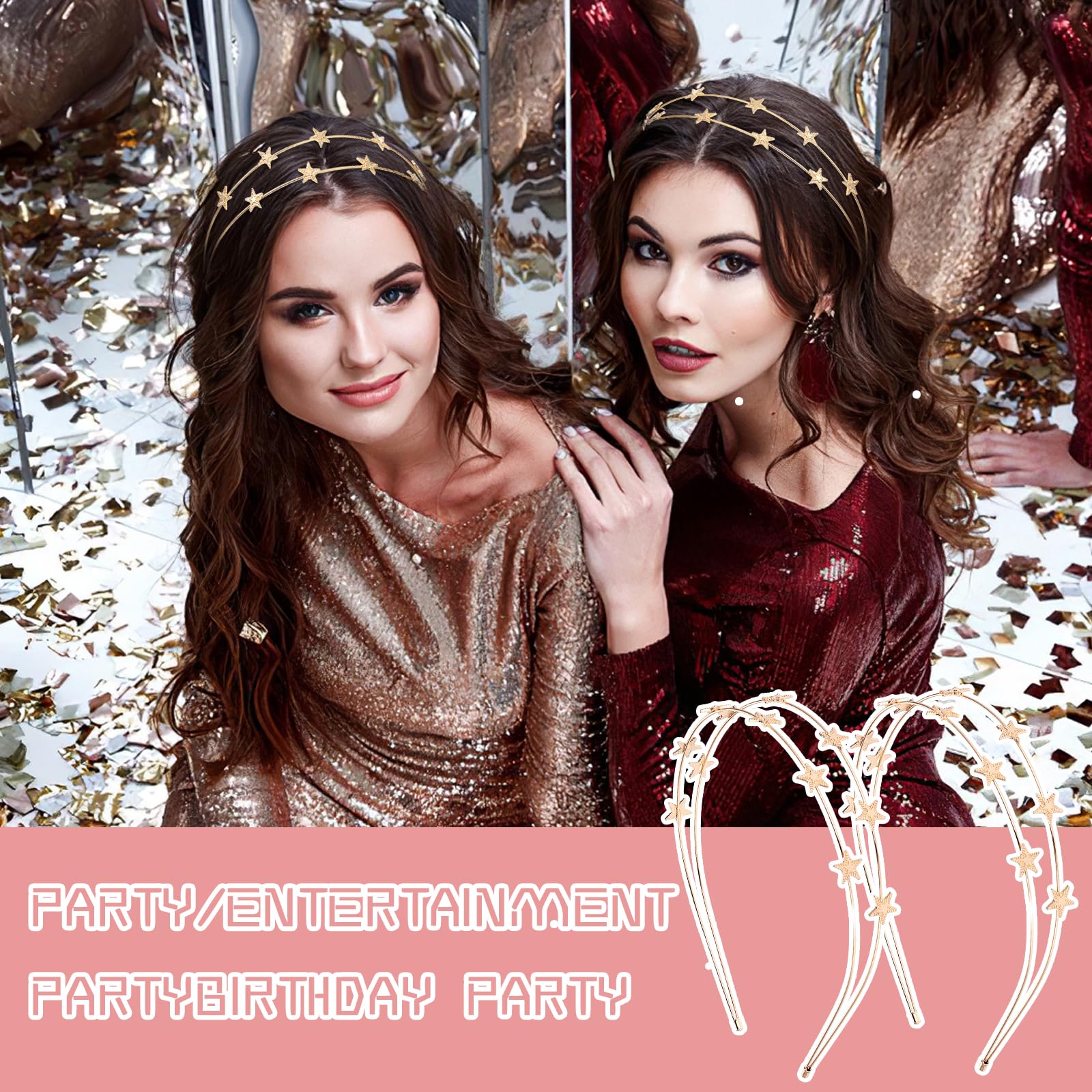 ZOKJSW Cerchietto per capelli con stella e aureola con strass diadema e corone per donne e ragazze accessori per capelli per feste matrimoni festival