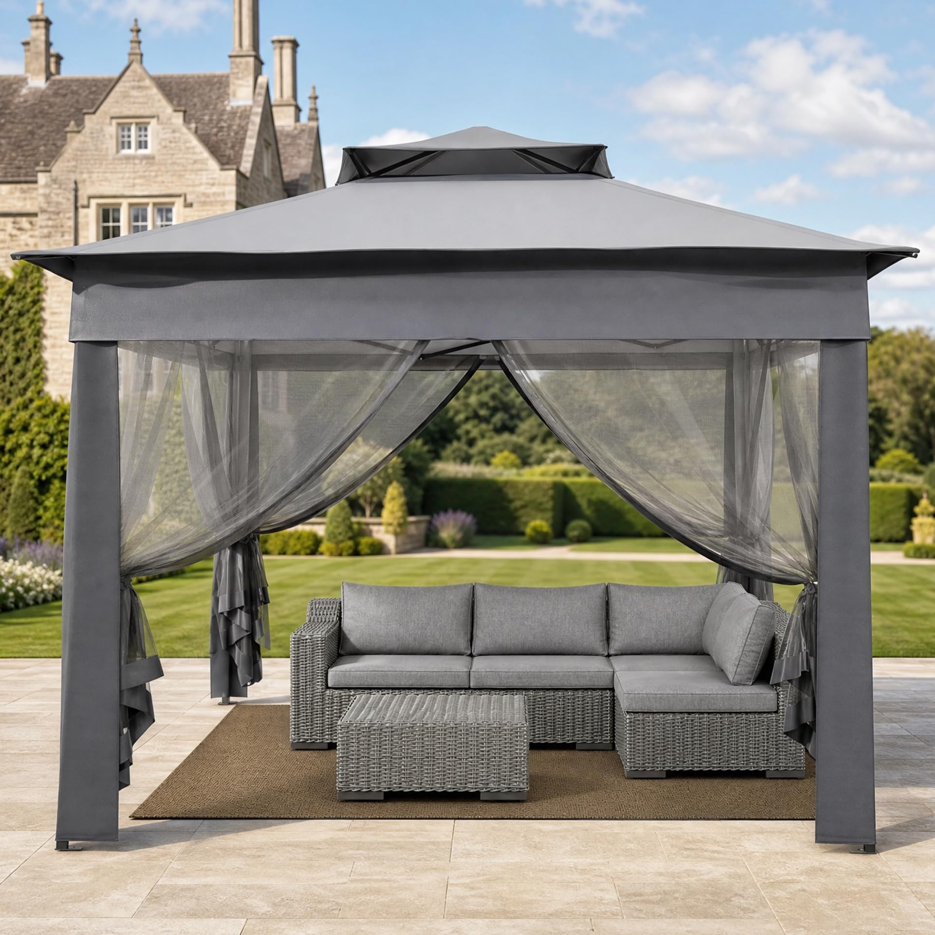 ARTETHYS Pop Up Gazebo 3.6m x 3.6m Event Shelter with Sides Netting Walls