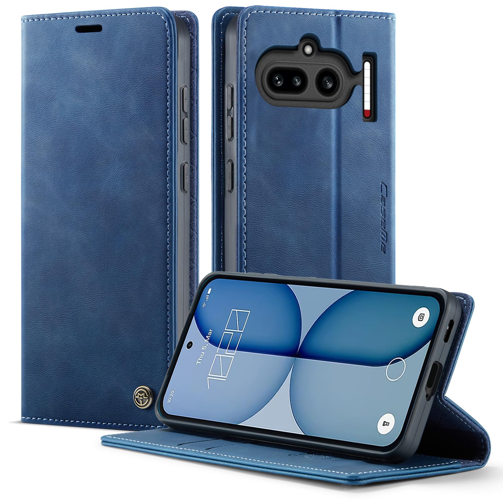 owlhold hülle für iPhone 16/17 Premium Weiches Vintage-Nubukleder klapphülle