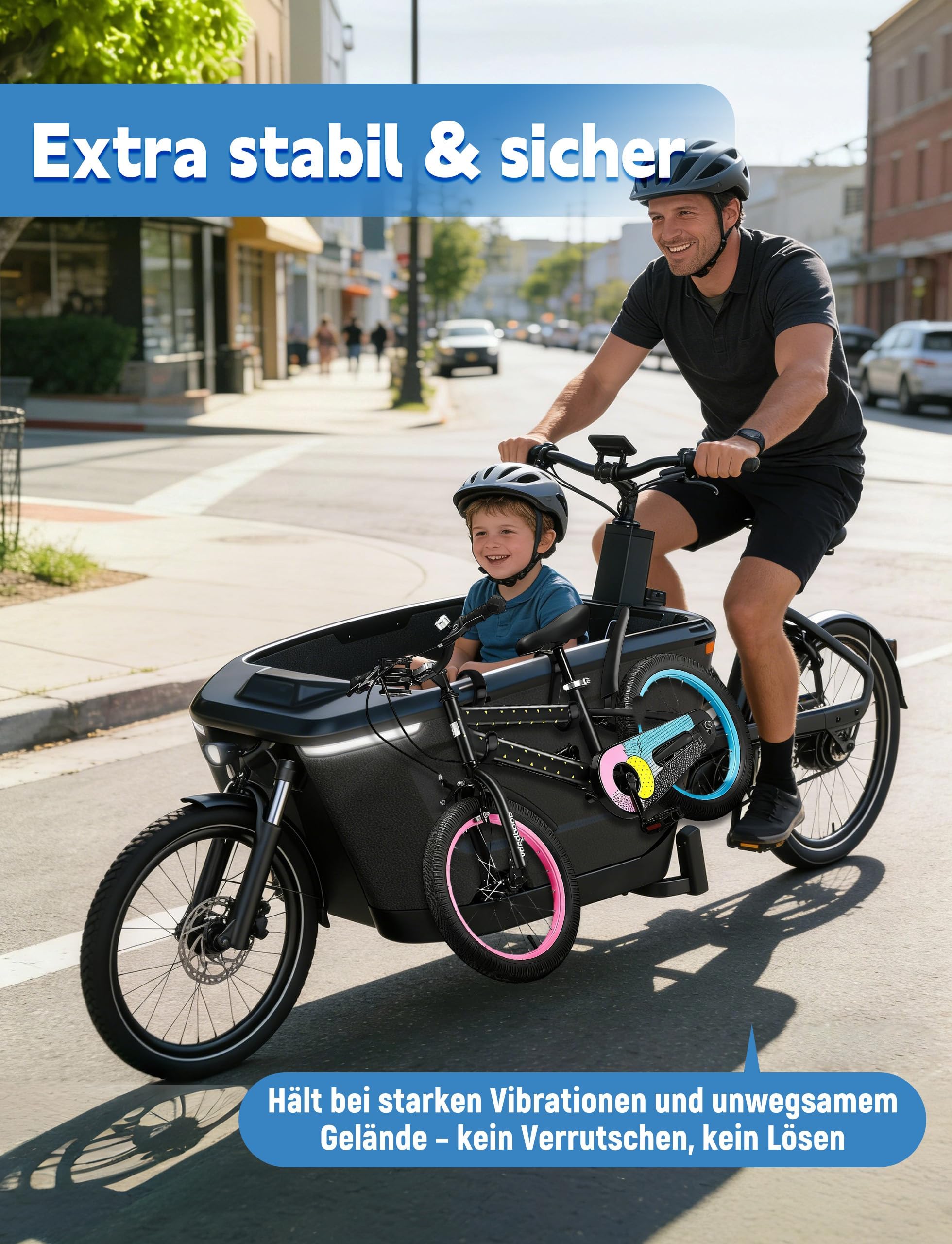 WildKids Bike Holder S – 2X Halterung für Kinderfahrrad & Laufrad, Lastenfahrrad Zubehör, bis 60 kg belastbar, Passt zu den meisten Modellen der Marken Riese & Müller, Babboe und weitere