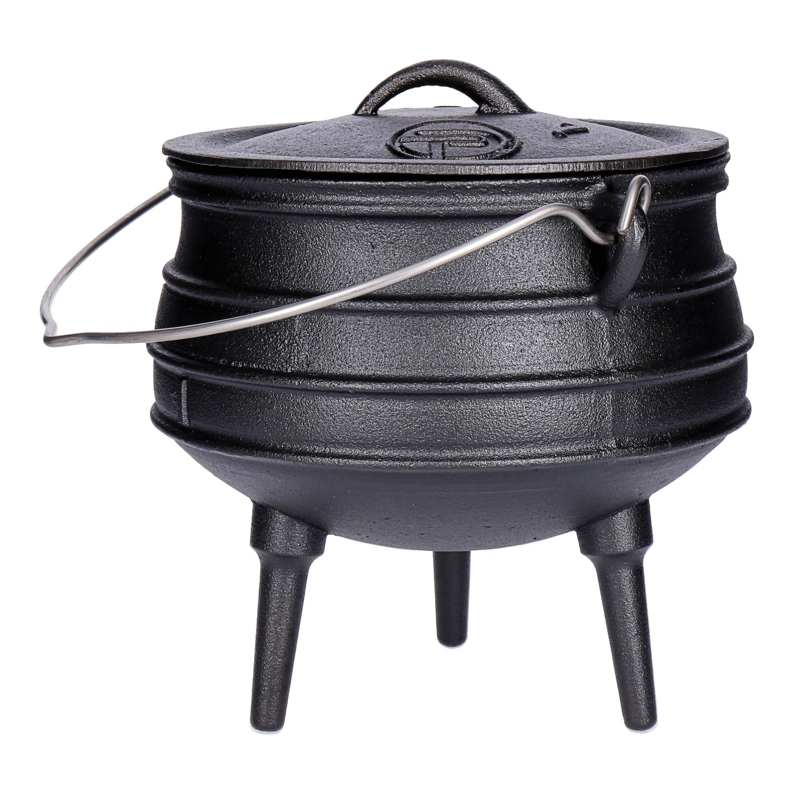 TP BBQ Potjie kociołek, południowoafrykański garnek z żeliwa, garnek typu Dutch Oven z pokrywką i nóżkami, trójnożny garnek do gotowania na wolnym powietrzu, ok. 3 l (garnek 1)