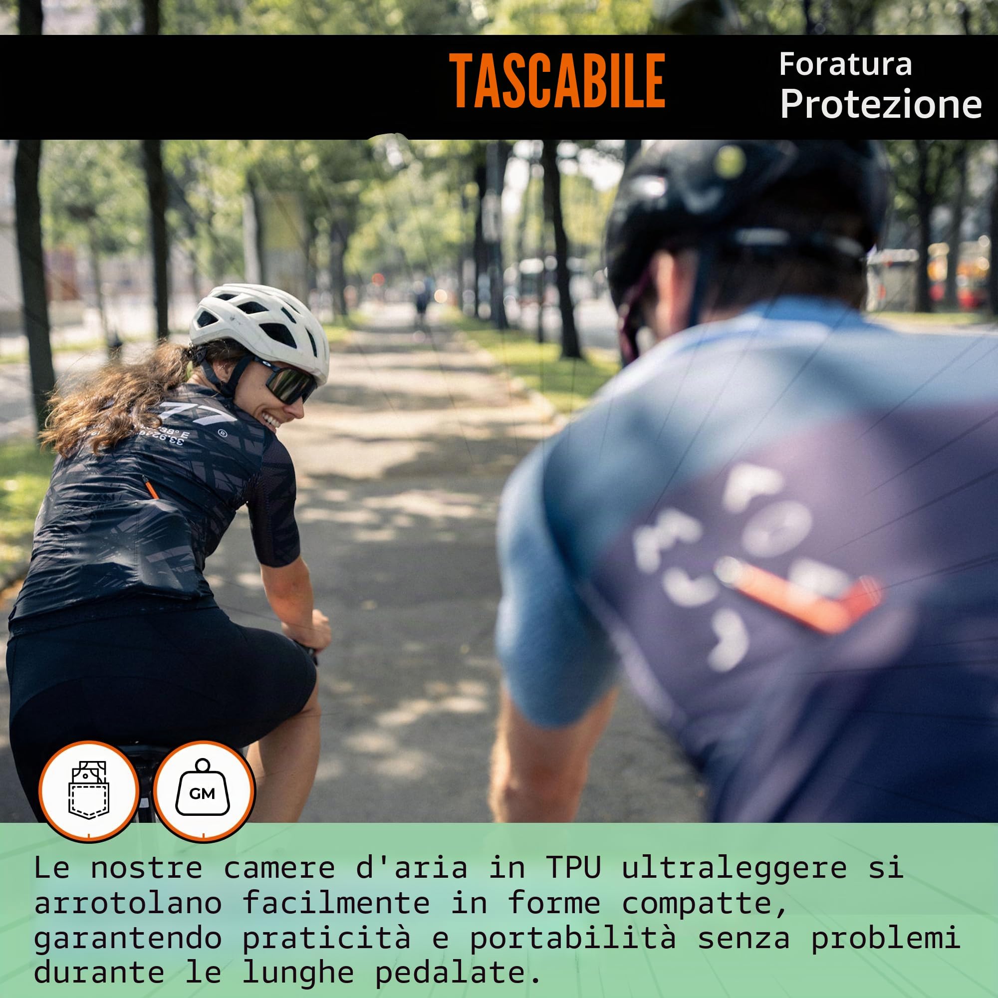 Tubolito Road 700C x 18-32 mm, leggero, resistente e compatto, compatibilità con cerchioni e freni a disco, 2 protezioni antiforatura