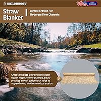 Vista 6 de Sandbaggy Rollos de esterilla de paja – Manta de control de erosión de doble red para pendientes, canales de flujo moderado, siembra de césped