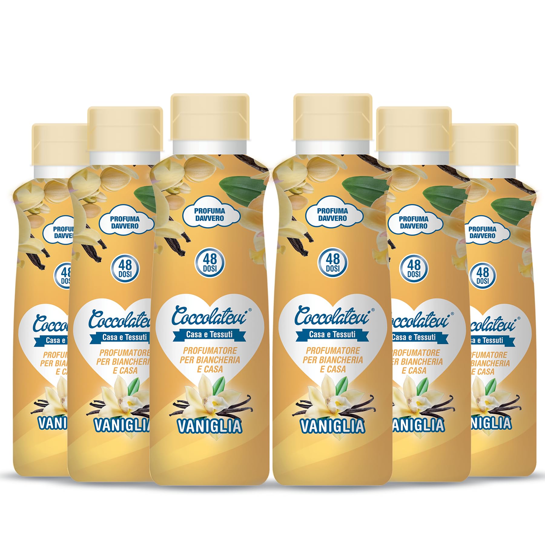 COCCOLATEVI Vanilla Laundry Perfumer, 6 Packs of 300 ml, Laundry Scent, Home Perfumer, Floor Cleaner