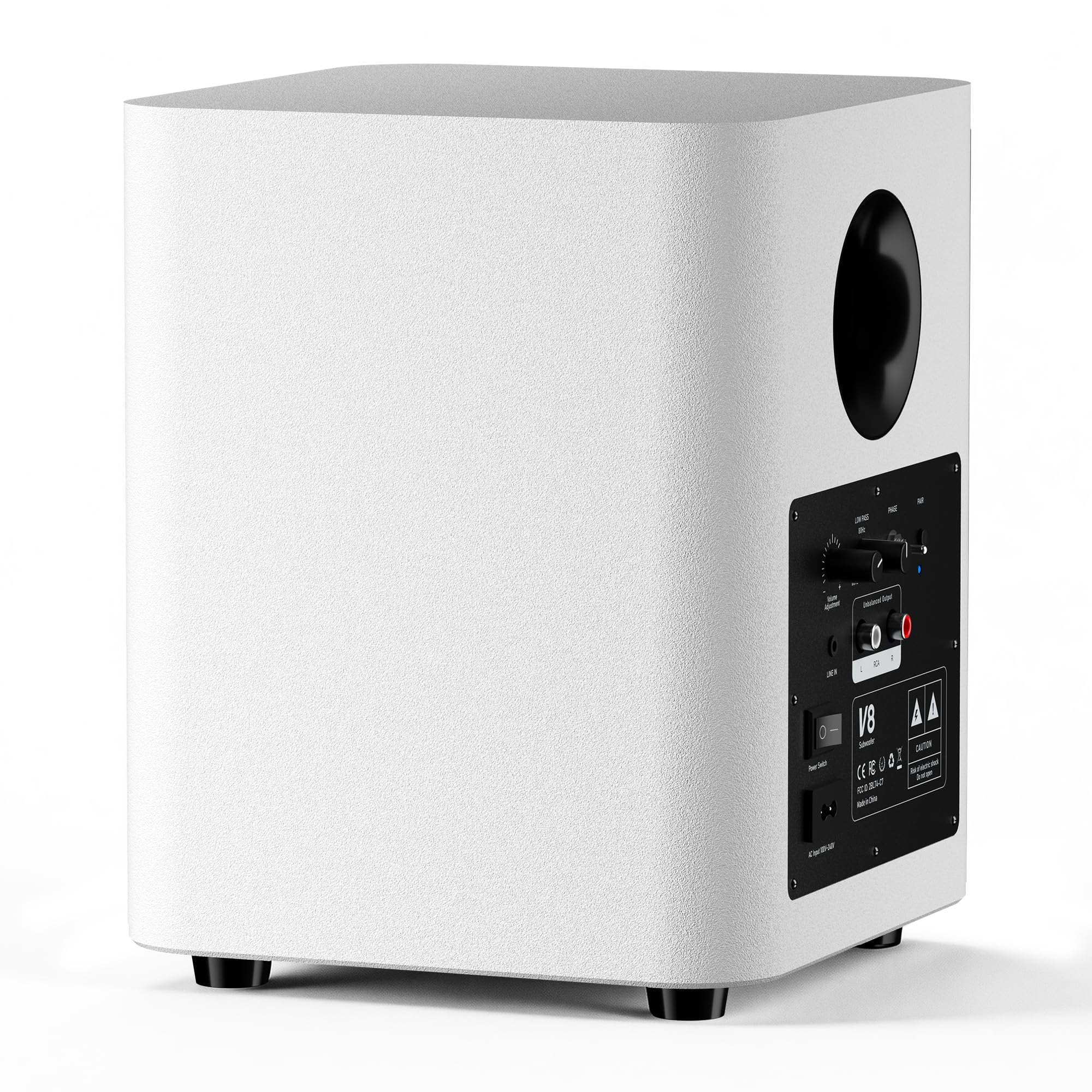 OHAYO Subwoofer da 60 W alimentato a bassa potenza, subwoofer attivo con amplificatore digitale di classe D integrato, bassi profondi, piedini antivibrazioni, alloggiamento compatto in legno per casa