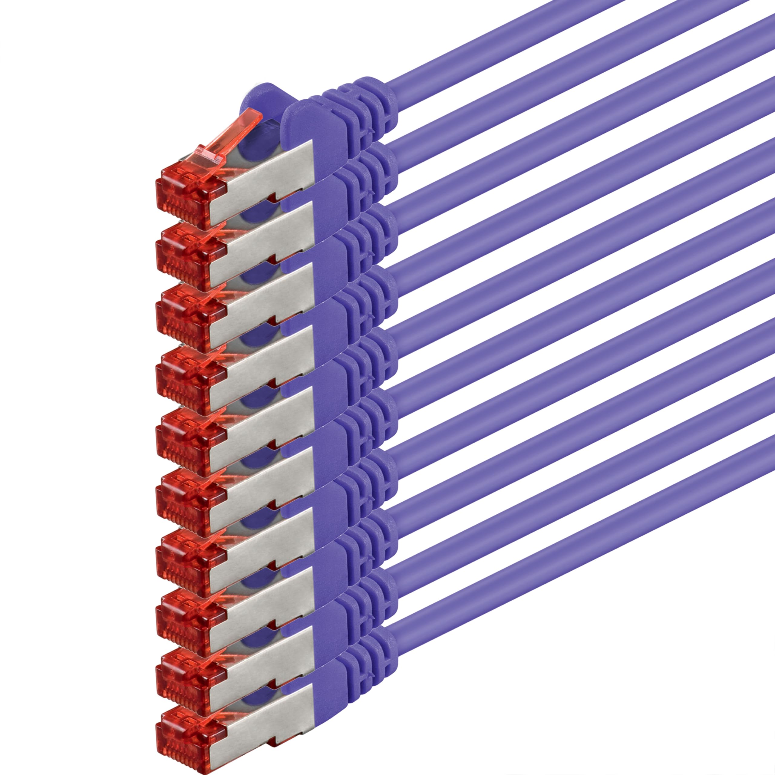 1aTTack.de 10x 0.25m Cat6 Cat.6 Ethernet-Kabel Cat 6 Netzwerk-Kabel Patch-Kabel RJ45 SFTP - Violet