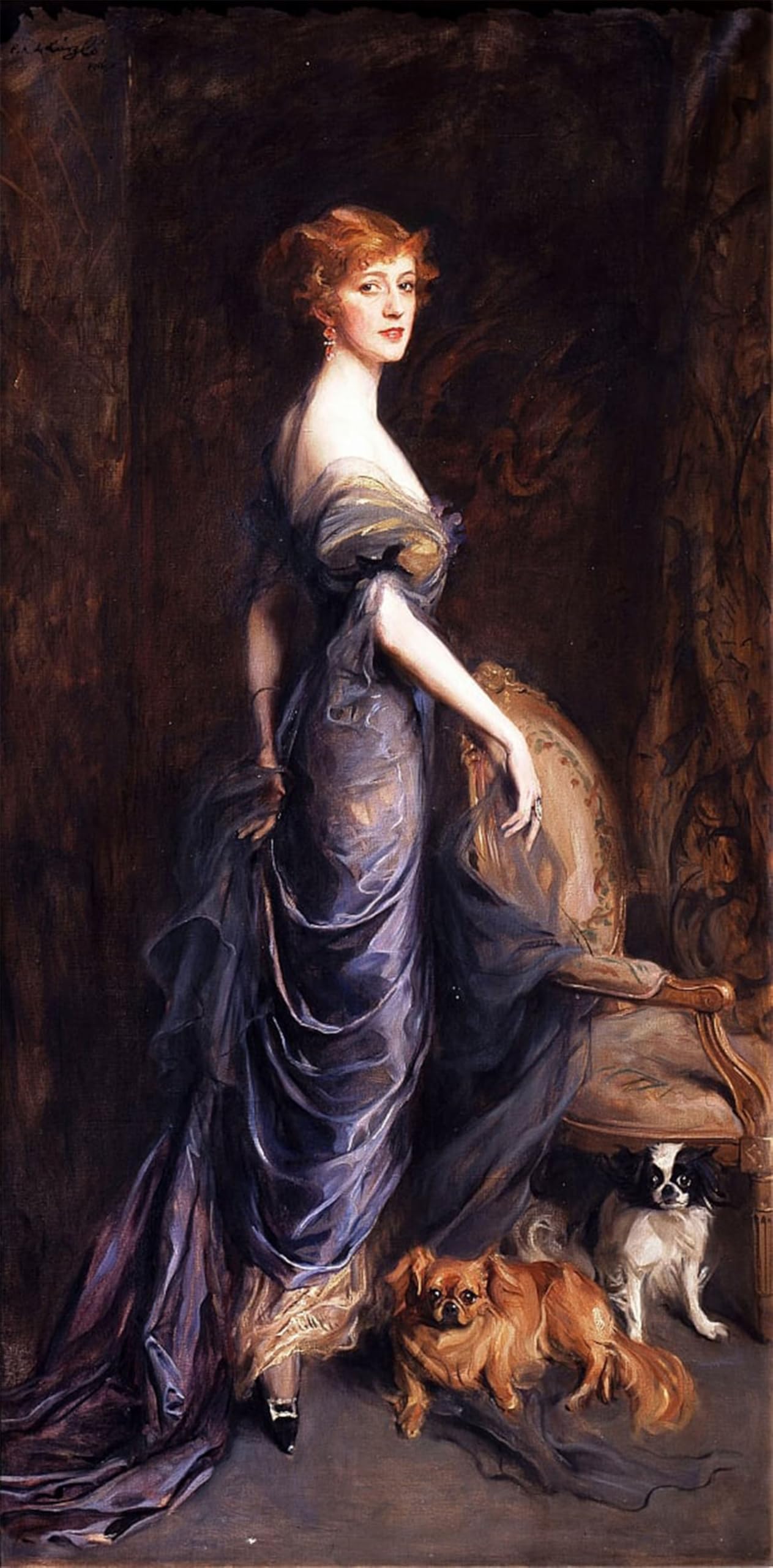 POSTERIIk Famous Modern Artwork Art Mural Portrait of Mrs George Owen Sandys by De László Oil Paintings Pictures for Home Decor 60x90cm