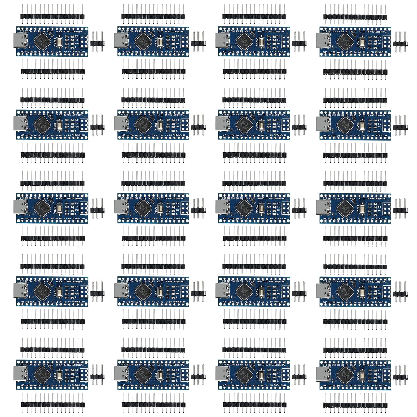 Lot de 20 cartes contrôleur Nano 3.0 ATmega328P avec USB de type C et CH340, compatibles avec Arduino Nano et pilote USB CH340