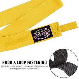 FARABI Kids Boxing Hand Wraps 2.5 Meters Junior Hand Wraps Boxing Hand Wraps Muay Thai Hand Wraps MMA Boxing Hand Wraps Men Boxing Hand Wraps Kids Boxing Hand Wraps Inner Gloves (Yellow)