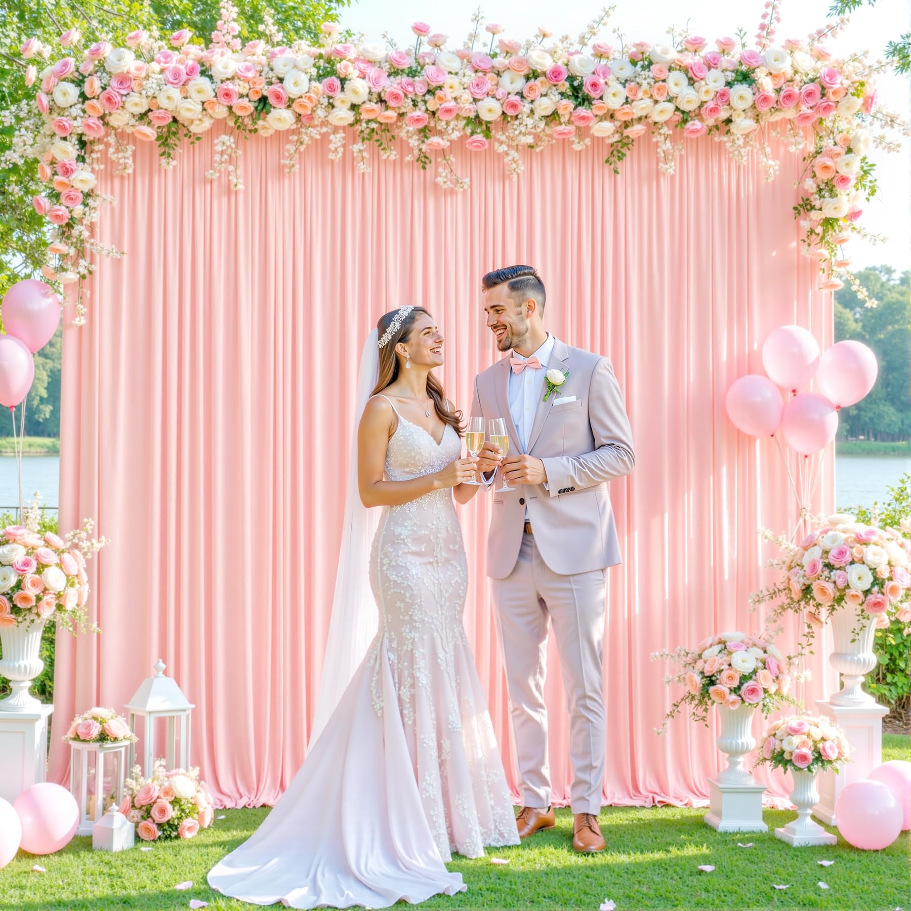 Blush Pink Backdrop Curtain for Parties Baby Shower Wrinkle Free Pink Photo Curtains Backdrop Drapes Fabric Decoration for Wedding Birthday Party 5ft
