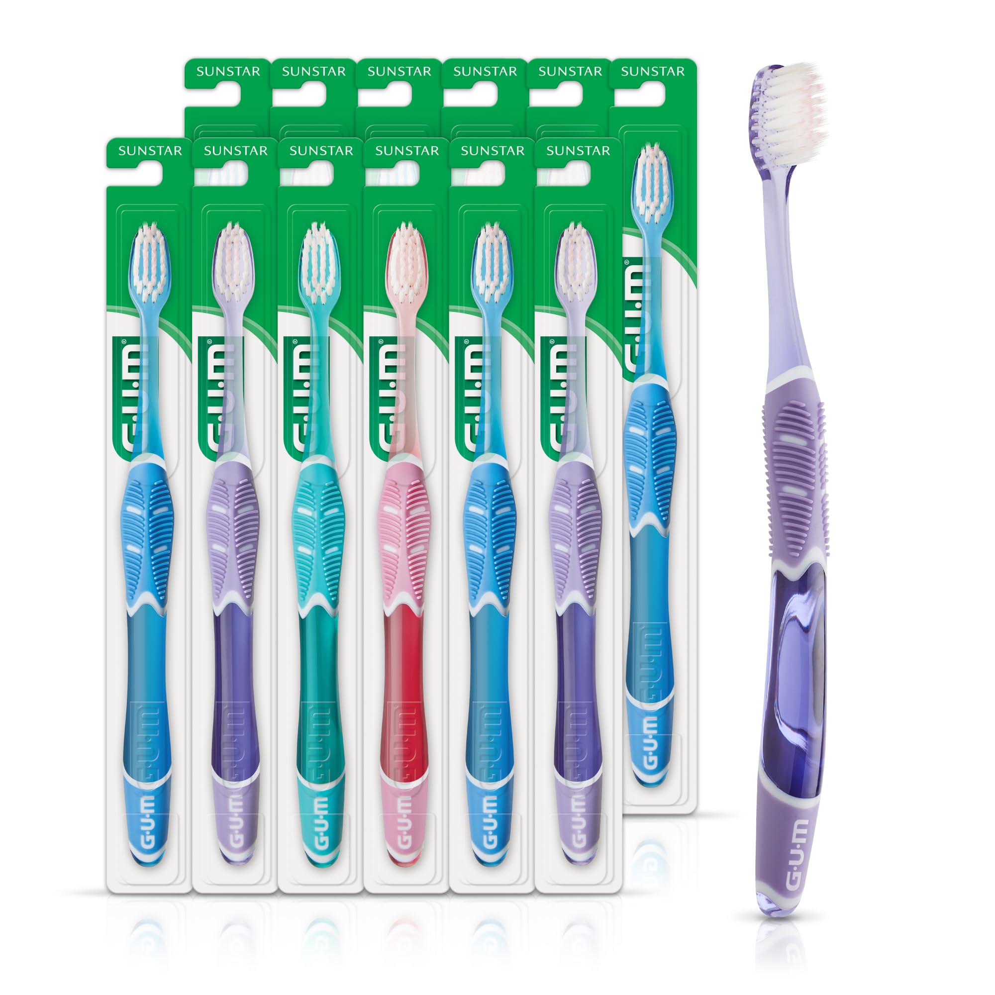 GUM Technique Deep Clean Sensitive Toothbrush, Compact Head & Ultra Soft Tapered Bristles for Adults with Sensitive, 1ct (12pk)