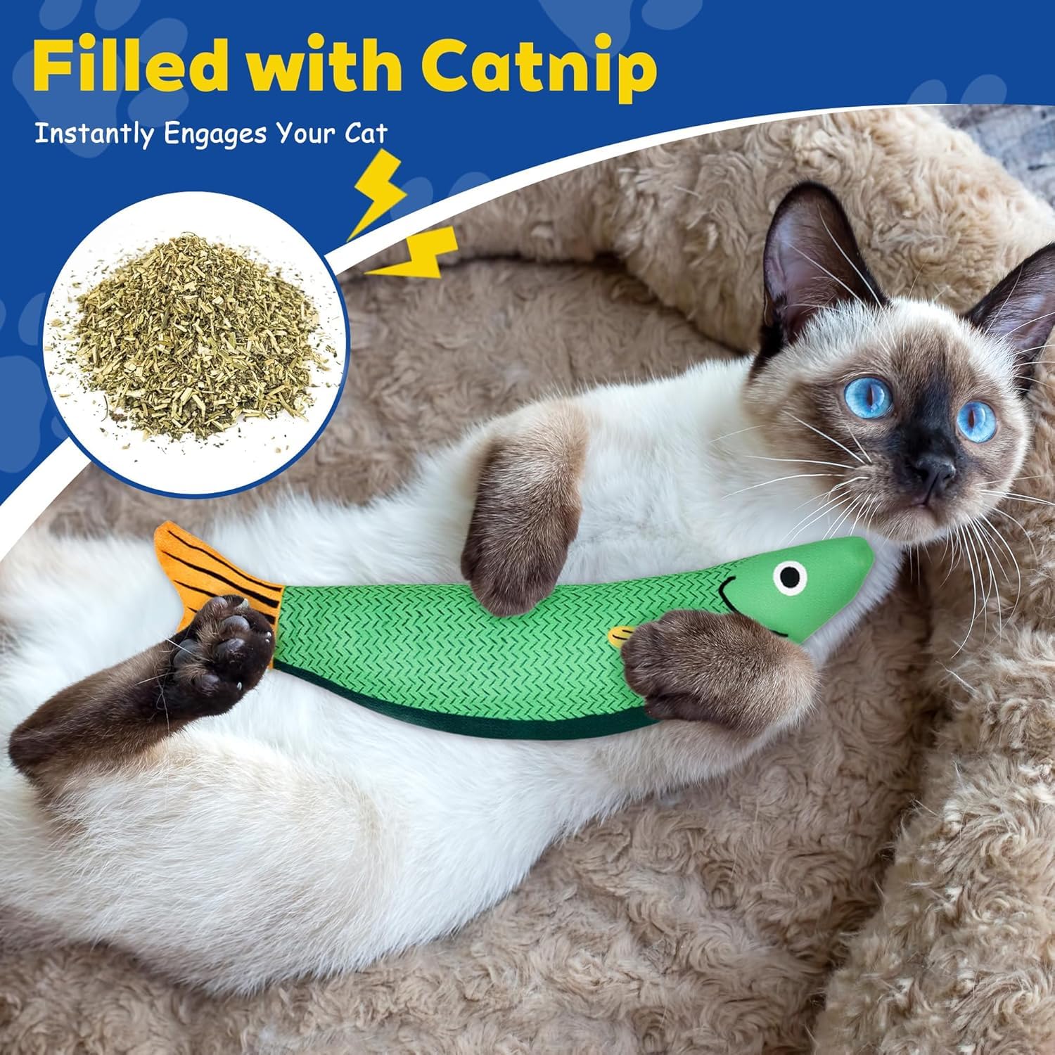Speedy Panther Fish Cat Toys for Indoor Cats Kitten 3 Pack, Catnip Toys Crinkle Sound, Soft and Bite Resistant - Image 4