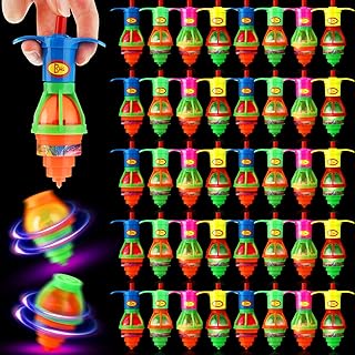 100 Pcs LED Light up Rotating Tops Launcher Flashing UFO Gyroscope Bulk Colorful Flashing Rotating Toys Novelty Bulk Toys Party Favor Goodie Bag Fillers Gifts Stuffers for Birthday Halloween Favors