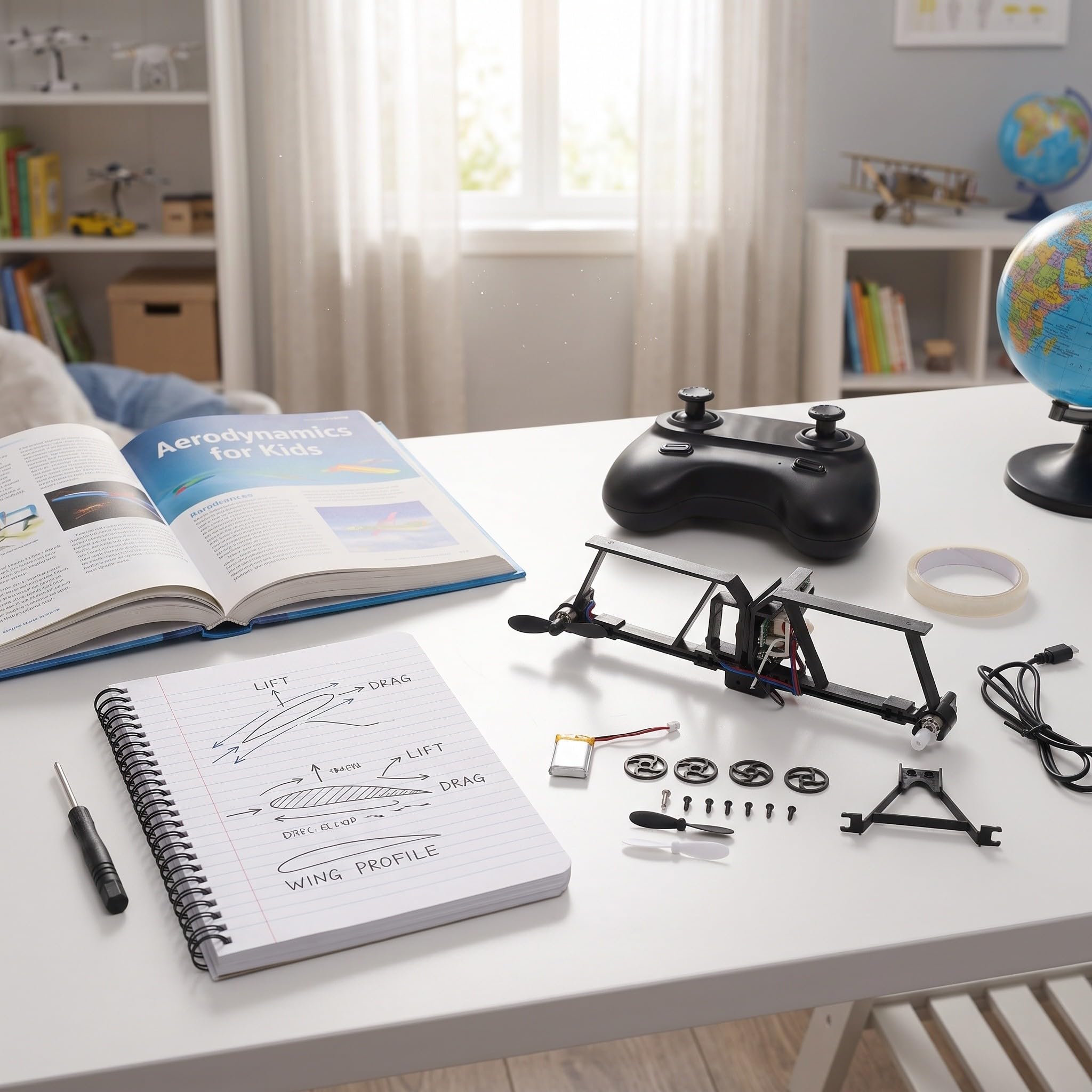 Toddmomy Kit per aeroplanino di carta con telecomando e luci a LED, costruisci il tuo aliante radiocomandato, progetto scientifico di facile assemblaggio per bambini, set di giocattoli volanti per