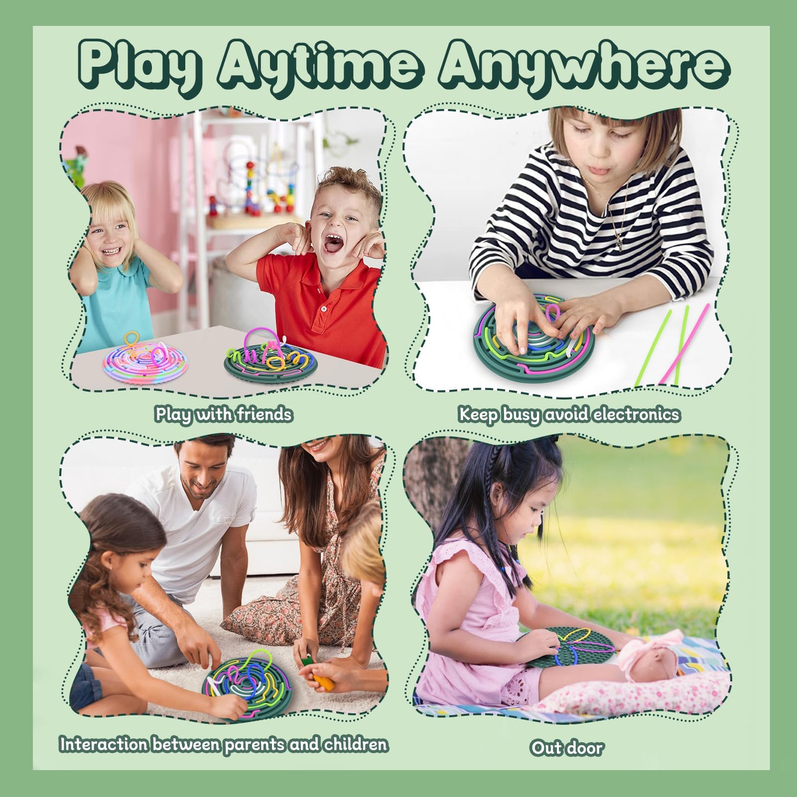 ZUGHXMS Double-Sided Sensory Activity Board With 12 Strings - Autism ADHD Toy