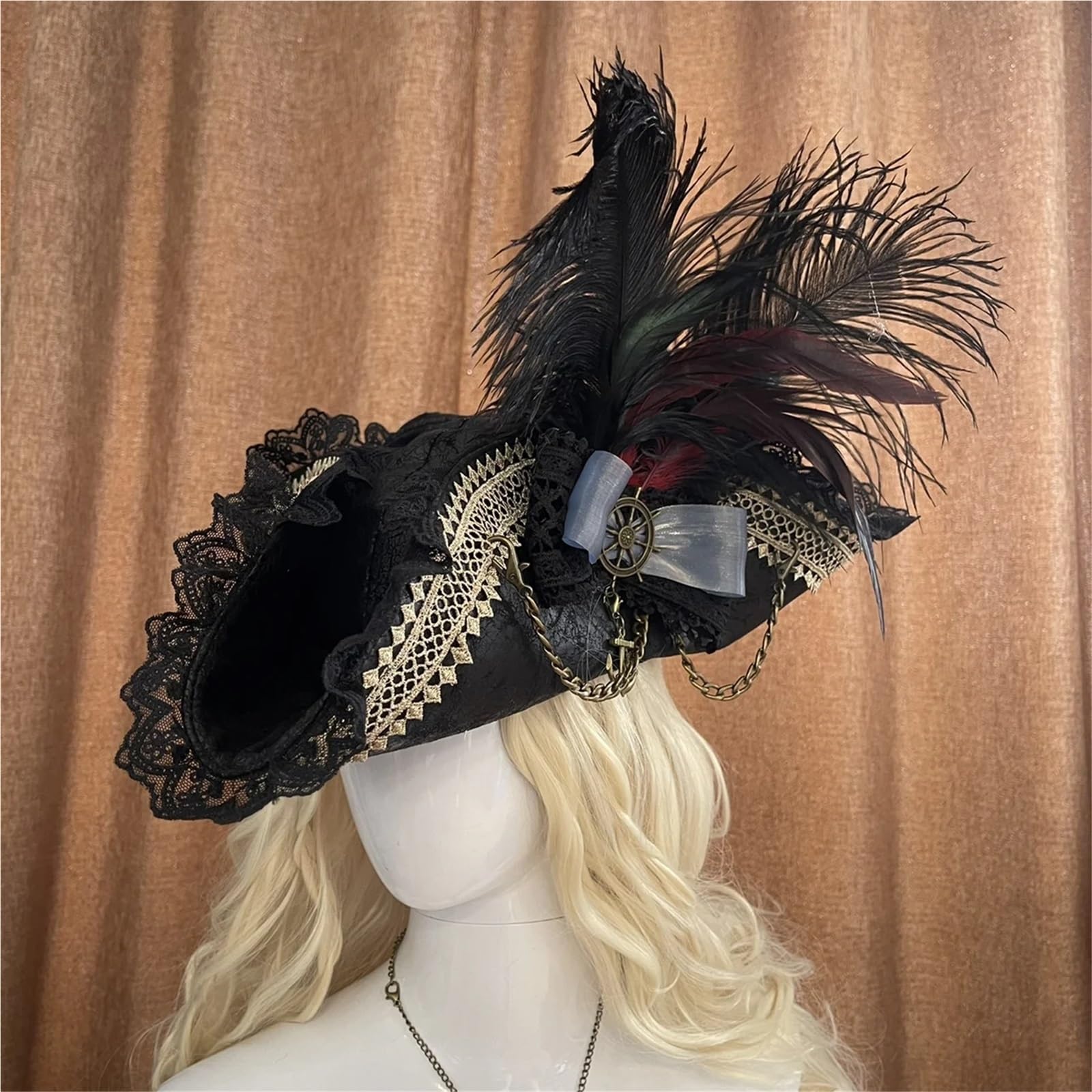 Cappello Pirata Cappello da pirata con piume capitano, uomo e donna, for adulti, corte reale, for feste, cosplay costumi