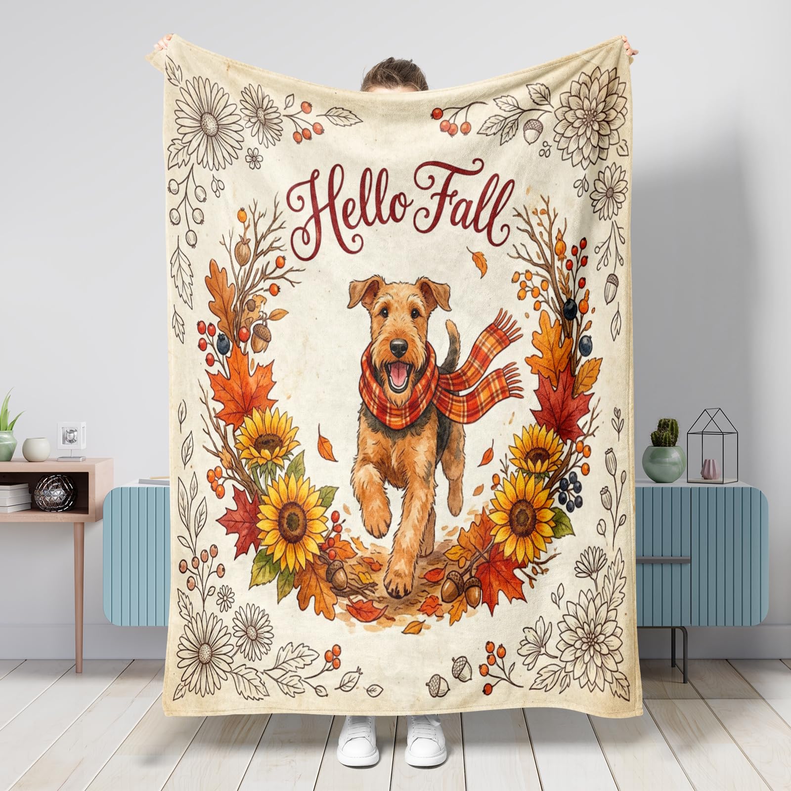 Couverture Airedale Terrier flanelle douce haute qualité décoration d'intérieur