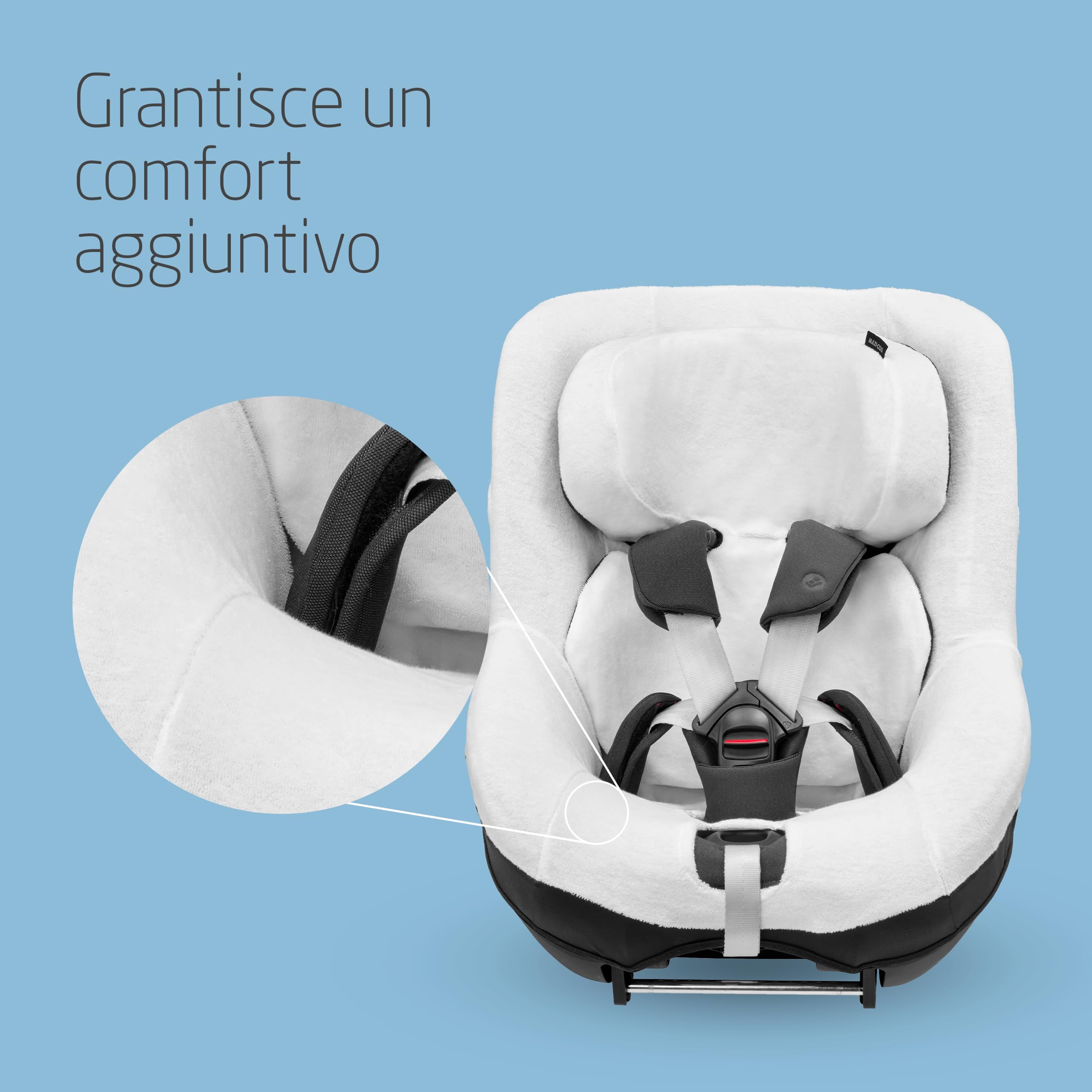 Maxi-Cosi Rivestimento Seggiolino, Fodera estiva in cotone biologico per Pearl 360 e Mica (Eco), Copriseggiolino auto, 100% cotone naturale traspirante, lavabile in lavatrice, bianco naturale