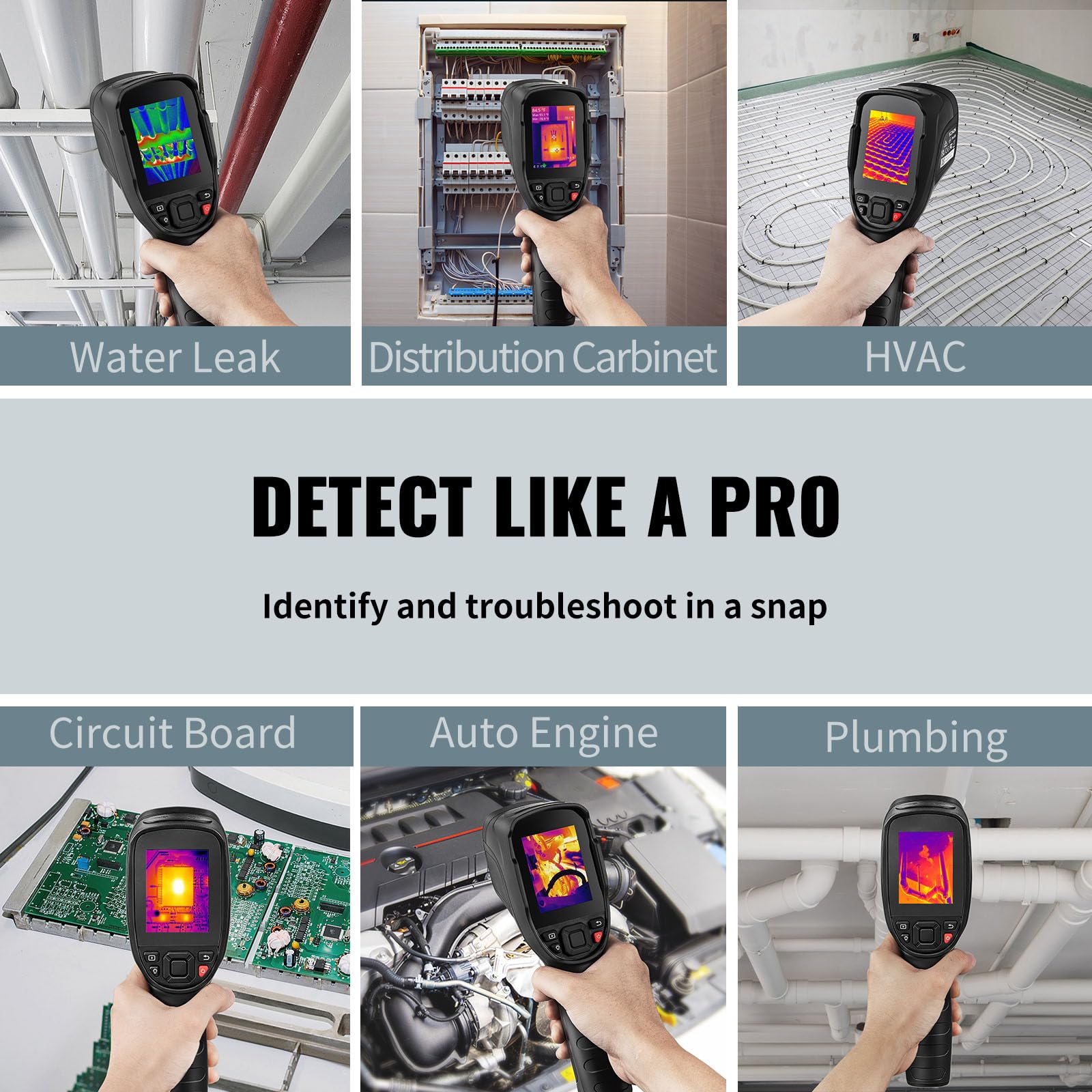 Happybuy Thermal Imaging Camera, 240x180 IR Resolution (43200 Pixels), 20Hz Refresh Rate, -4? to 662? Range, 16G SD Card & Rechargeable Battery