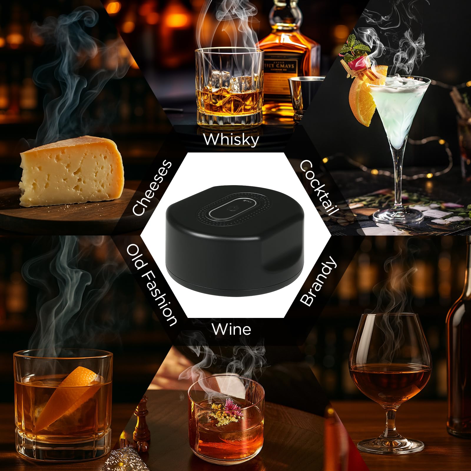 Fumoir Ita 7004 AVUMDA Kit Fumoir à Cocktail Électrique, Fumoir à Whisky à L'ancienne Avec 8