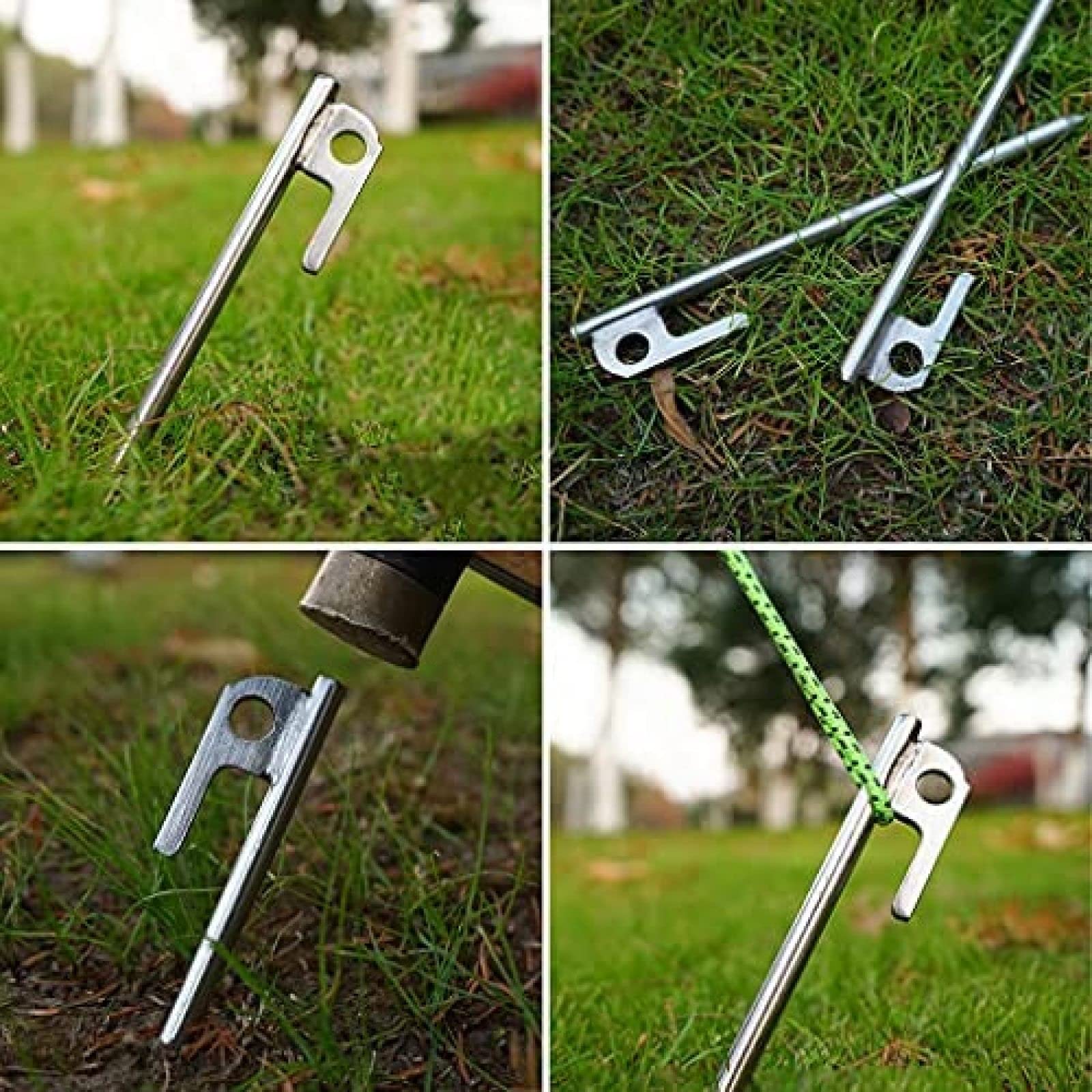 Picchetti Per Tenda Set 8 Da Campeggio - 20 Cm In Acciaio, Per Terreni Duri, Spiaggia E Prateria Pali Per Recinzioni Legno