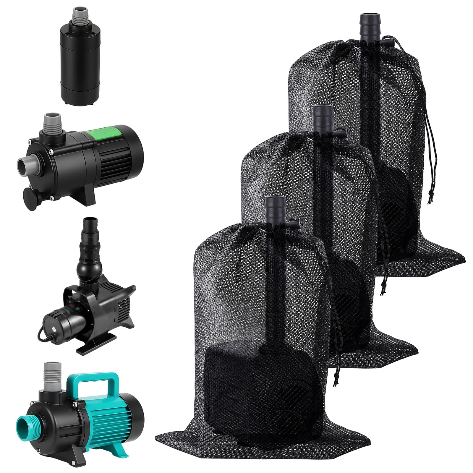Dplolng Pond Pump Filter Bag, 3 Pack Black Polyester Mesh Media Bag, 11.8x15.7inch/30x40cm Large Pump Cover for Outdoor Water Ponds, Garden, Swimming Pool, Aquarium