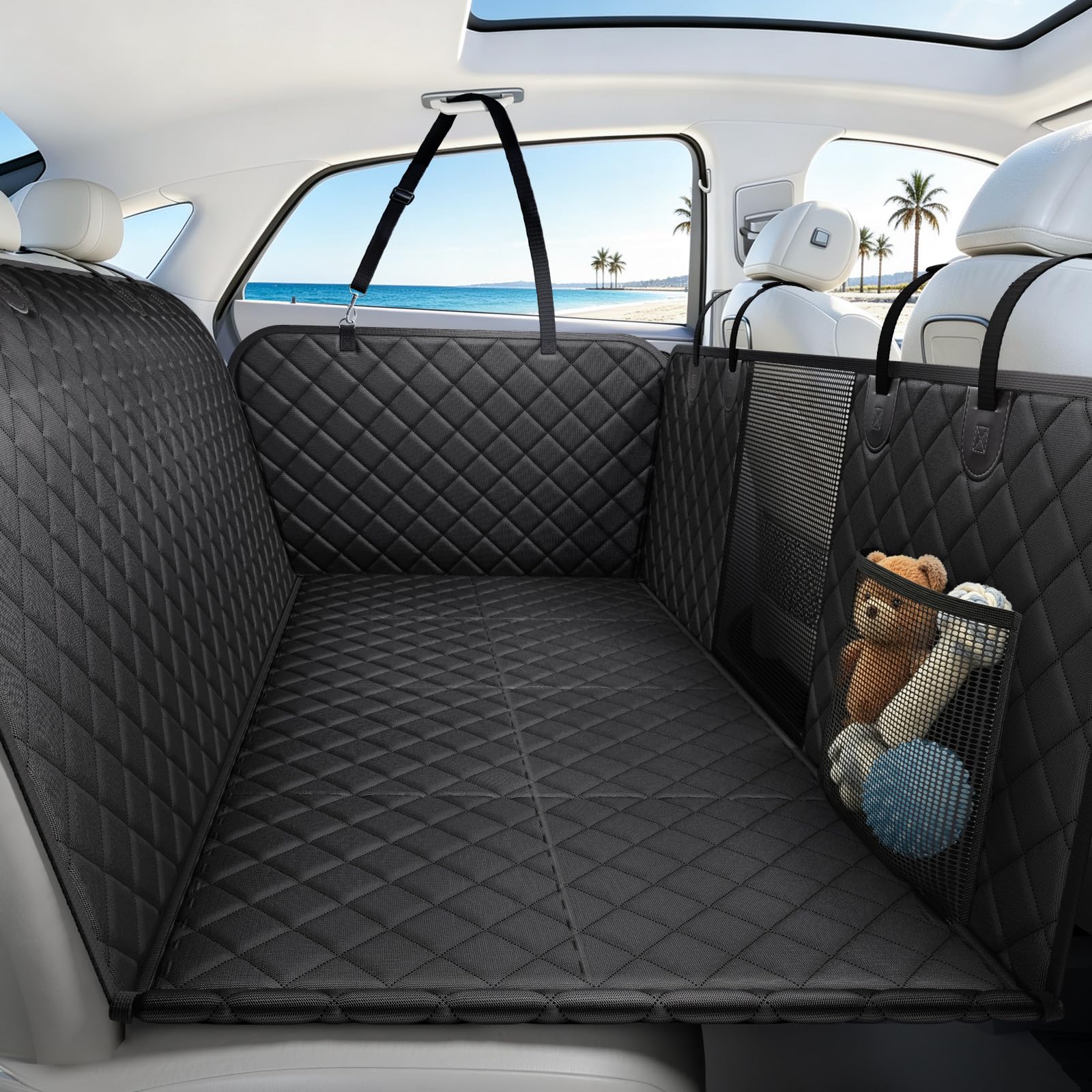 Brlako Dog Car Seat Cover for Back Seat, Hard Bottom 900D Waterproof 51 In