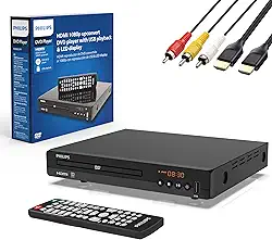 Philips Leitores de DVD para TV com porta HDMI 1080p reprodutor de DVD HD para Smart TV, dispositivo de controle remoto, mini DVD CD Player para sistema estéreo doméstico, cabo HDMI e RCA incluídos