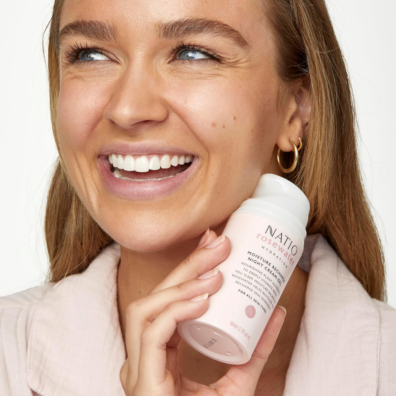Natio Australia Rosewater Hydration Moisture Recharge Night Cream-Gel, 2.7 oz - Face Moisturizer with Shea Butter - Face Cream for All Skin Types