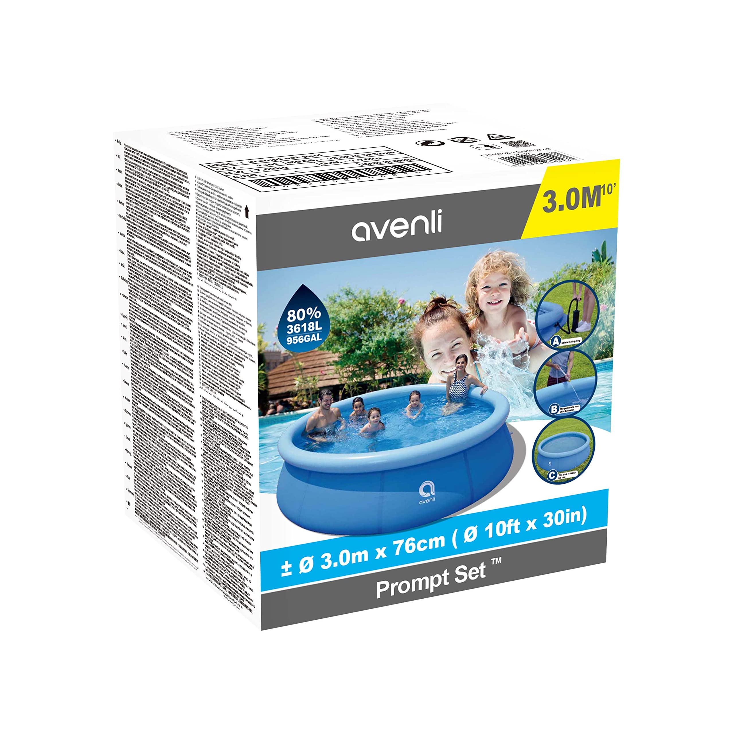 Avenli 84880 10ft Diameter XL Inflatable Family Pool / Easy Setup