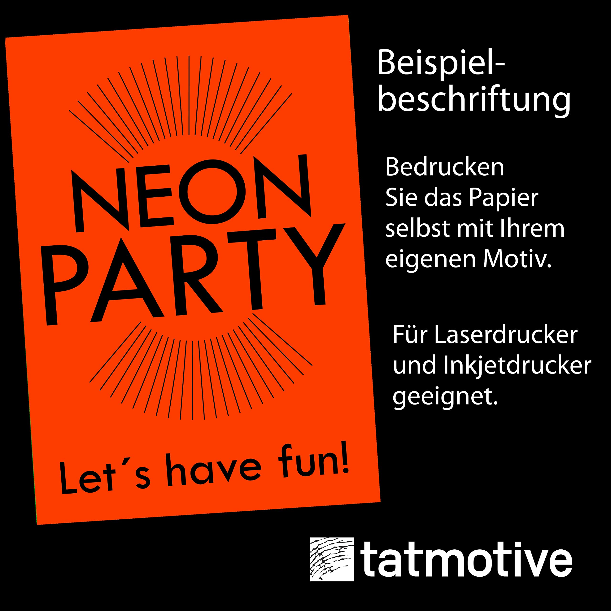TATMOTIVE 500 Blatt Neonpapier Extrem Grell Rot A4 Leuchtpapier