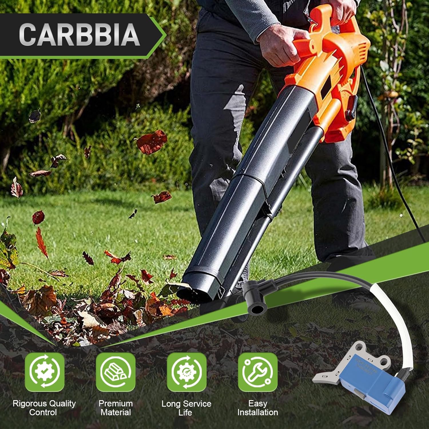 A411001750 Ignition Coil Module Compatible with Echo PB-2520 PB2520 PB 2520 Leaf Blowers with Fuel Filter Spark Plug Fuel Cap A10083