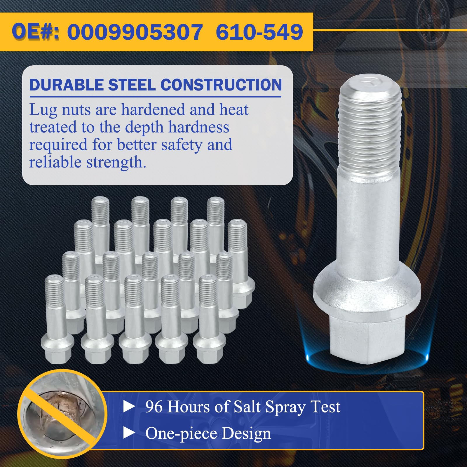Amazon.com: 0009905307 20pcs M14*1.5 Wheel Lug Bolt,17mm Hex, 20mm 