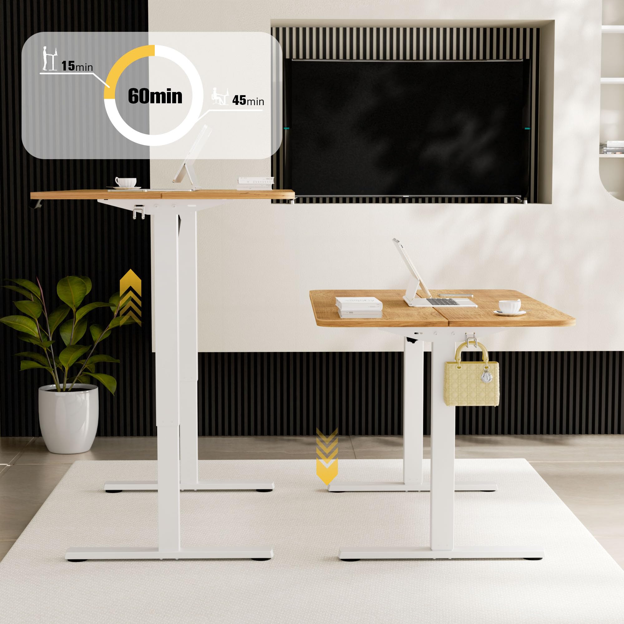 Cadre De Bureau Assis-debout électrique - Réglable 73-122 Cm, Largeur 93,5-135 Cm, Mémoire, Sans Plateau - 8