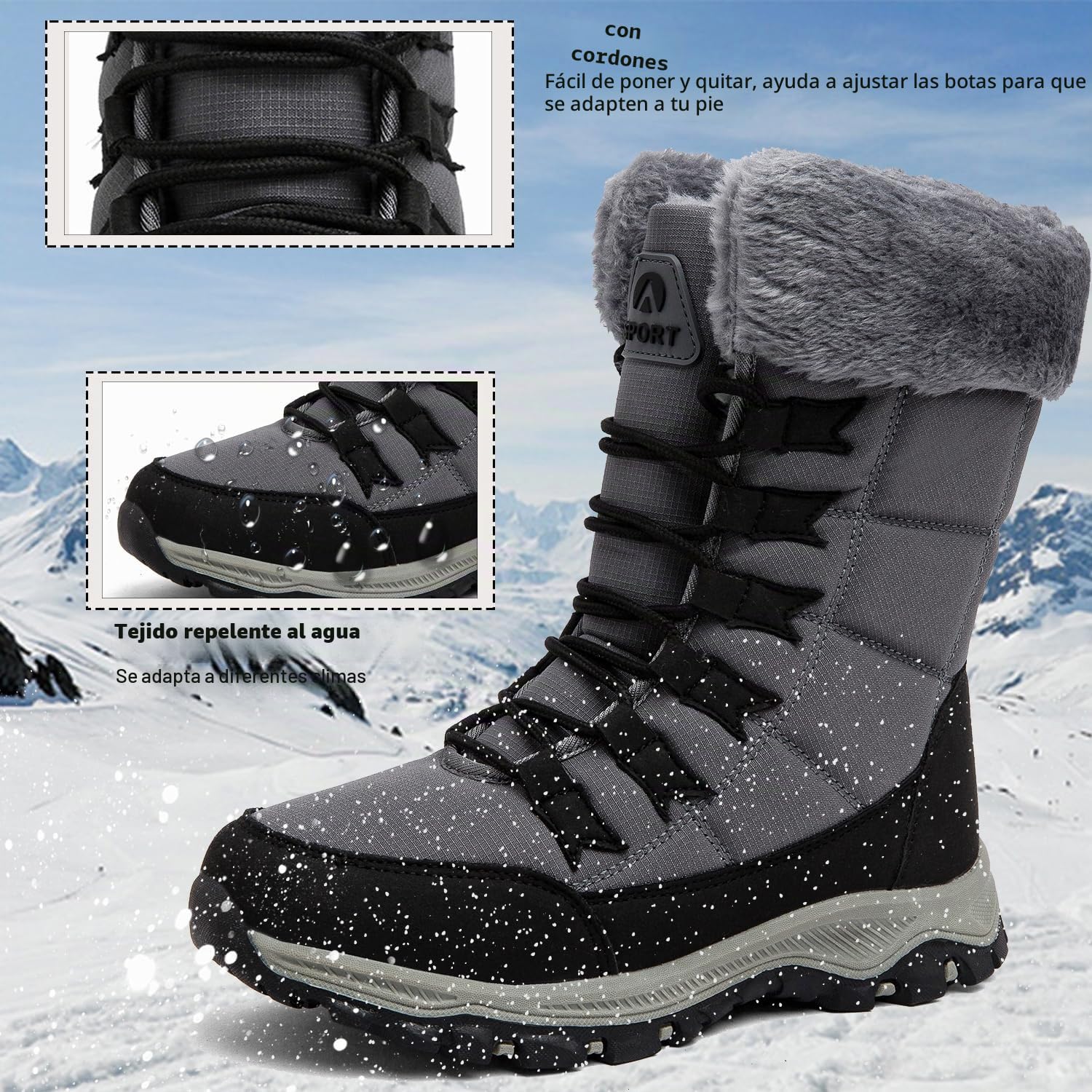 Botas de Nieve para Mujer Botines de Invierno Impermeable Forradas Calientes Boots Zapatos Outdoor Ultraligero Antideslizante