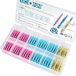 TICONN 100PCS Heat Shrink Butt Wire Connector Kit, Insulated Waterproof Electrical Wire Crimp Terminals Butt Splice for Marine Automotive (100PCS)