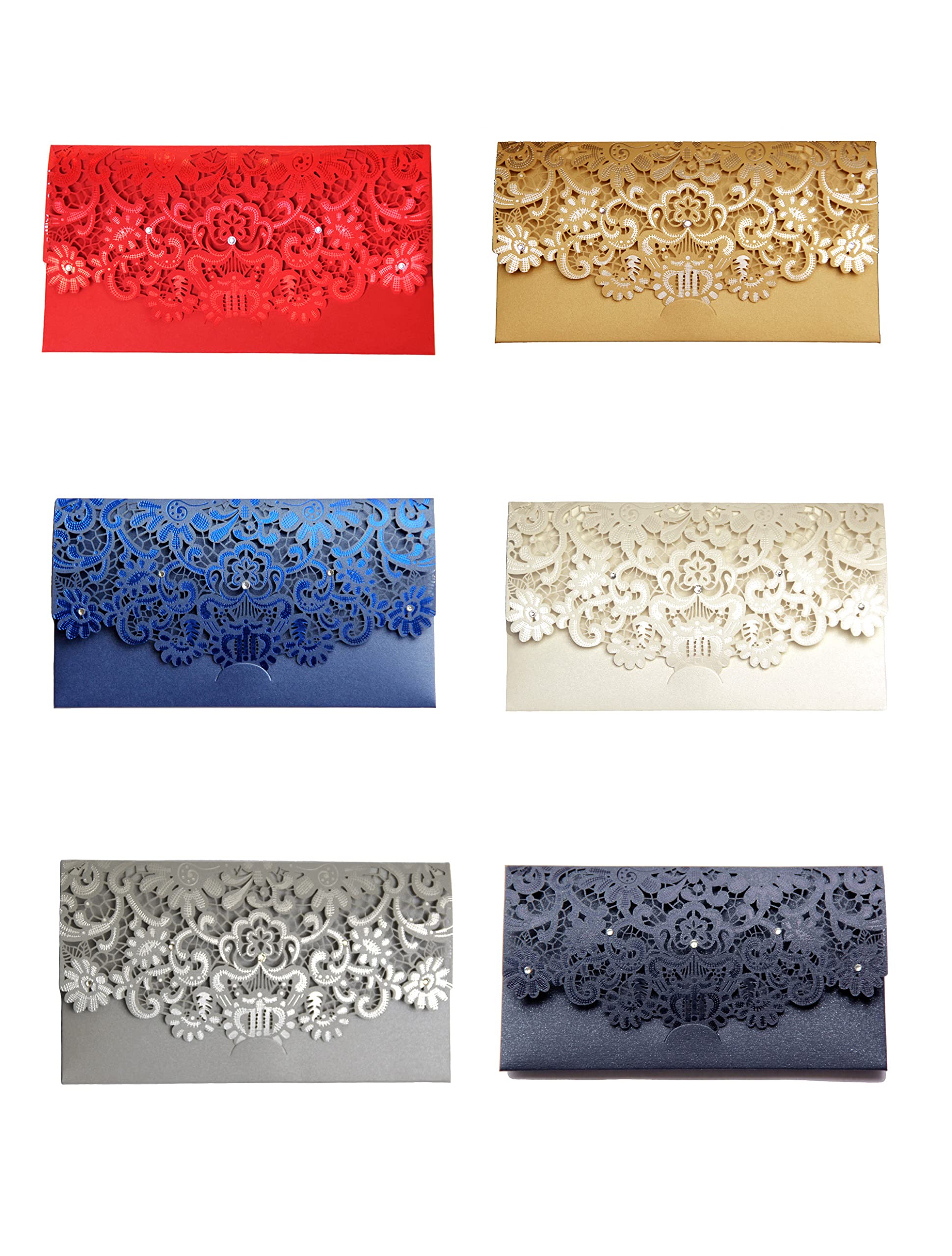 Money Gift Voucher Token cash Wallet Cards and Envelopes for Wedding Birthday Christmas New Home New Born Laser Cut (Mixed Colours 6 cards)