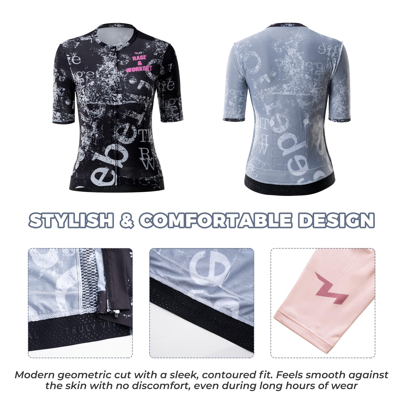 ROCKBROS TVI Radtrikot Damen Kurzarm Elastisch mit 3 Taschen | Fahrradtrikot, Fahrradshirt, Bicycle Top, Atmungsaktiv Komfort, für Frauen Rennrad Outdoor