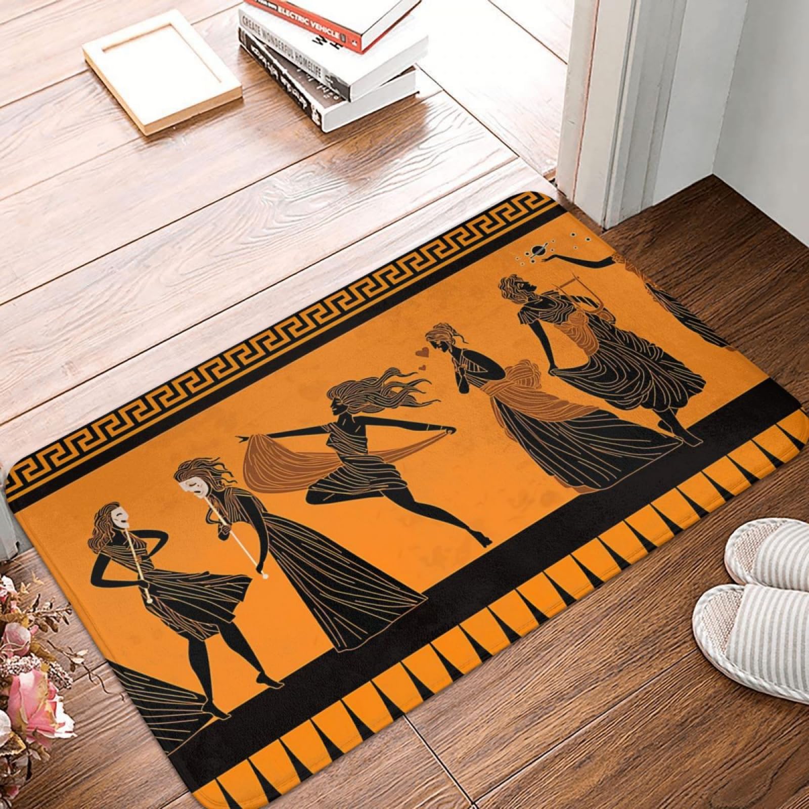 Tapis de porte d'entrée anti-glisse style mythologie grecque pour sols propres