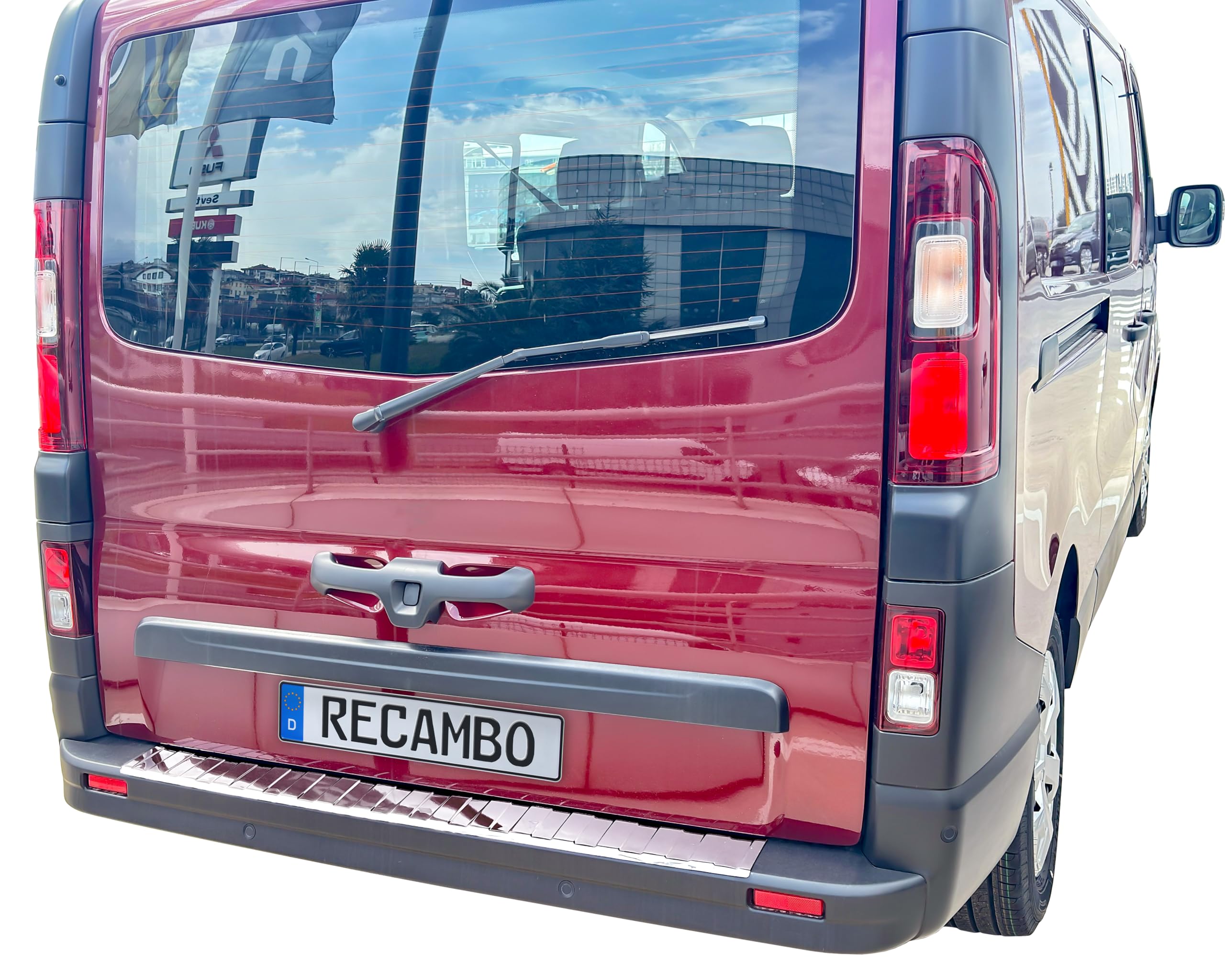 Recambo | Protector de Parachoques Trasero | Compatible con Renault Trafic III | a Partir de 2014 | Acero Inoxidable Cromado | Protección Borde de Carga