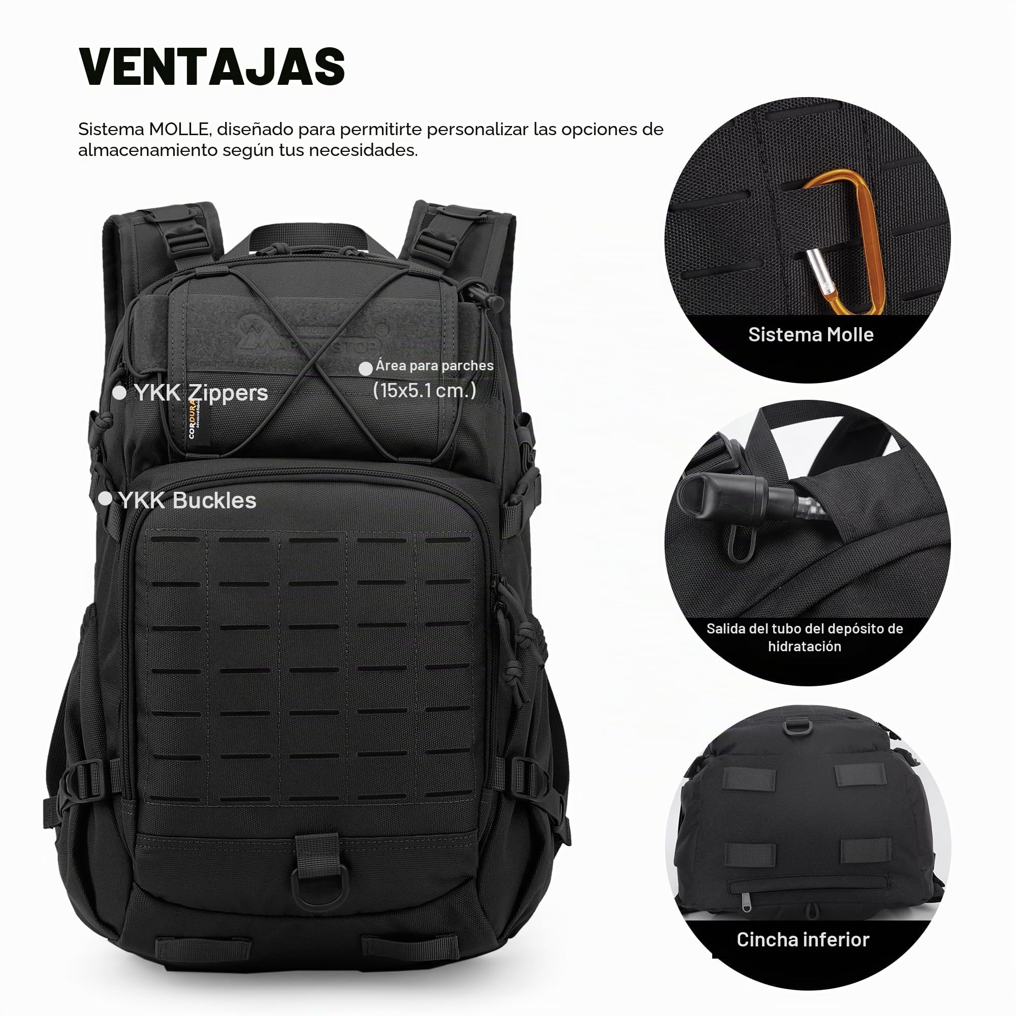 Mardingtop Mochila táctica de 25 l para exteriores, mochila de senderismo, mochila de viaje y trekking
