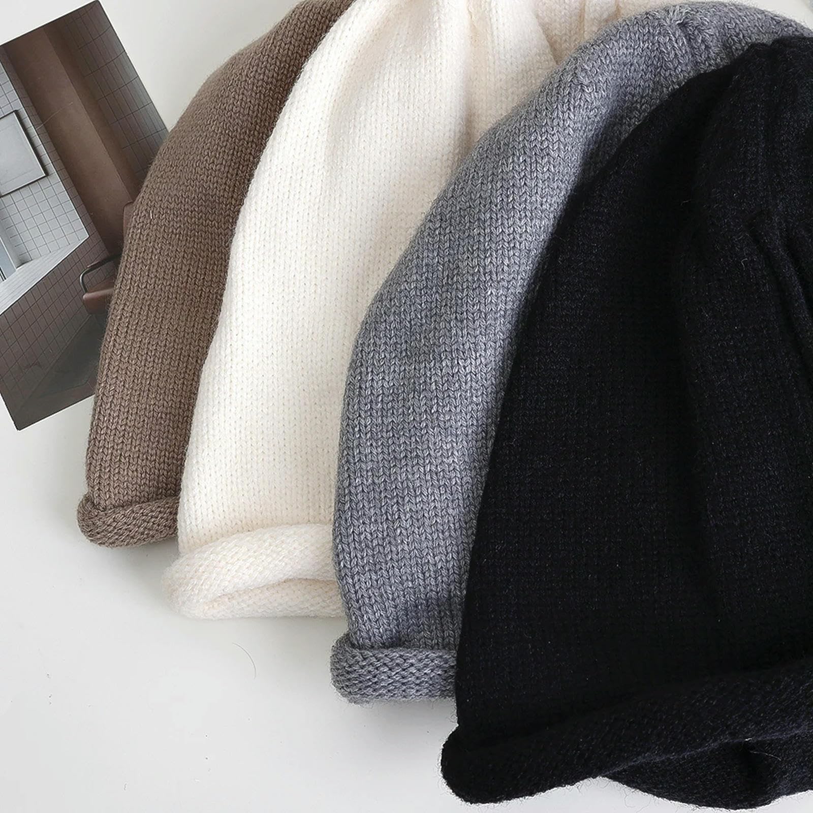 Kapelusz typu bucket ciepła dzianinowa workowata czapka beanie kobiety mężczyźni sznurek Kpop luźna czapka zimowa miękkie czapki na zewnątrz wiatroszczelna